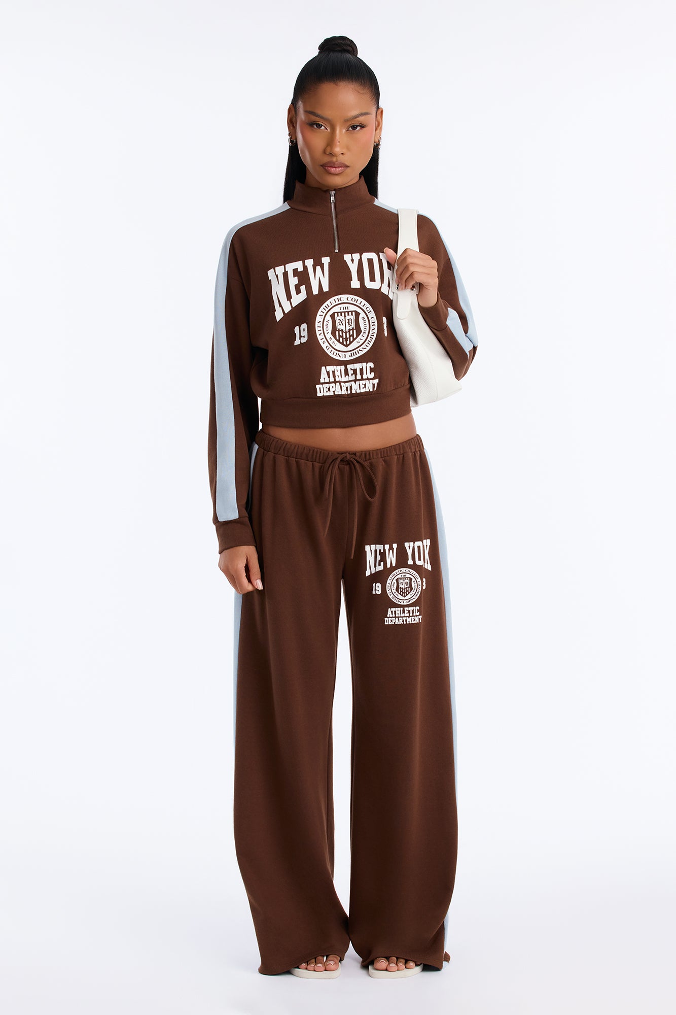 NYC Athletic Wide Leg Sweatpants - Chocolate/Combo