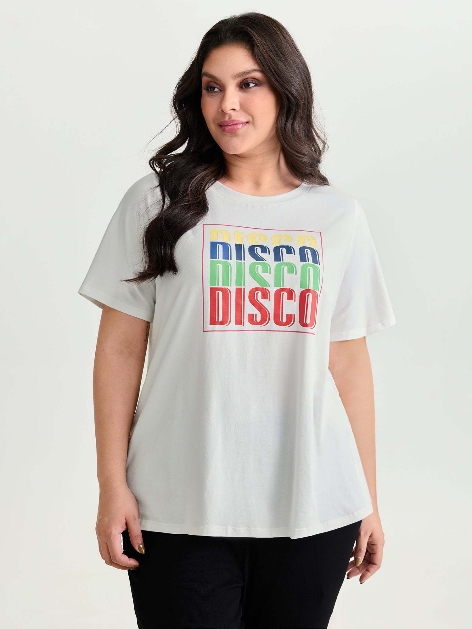 Cotton Multi-Color Disco Print Stretchy T-Shirt