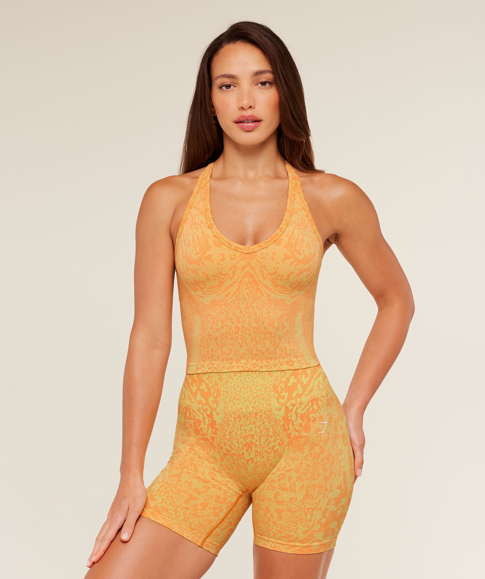 Gymshark Adapt Animal Tank Top with Shelf - Sorbet Yellow/Dayglow Peach