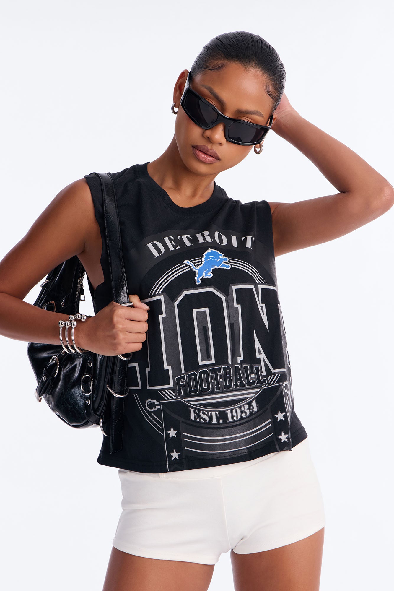 NFL Lions Washed Muscle Tank - Black Wash