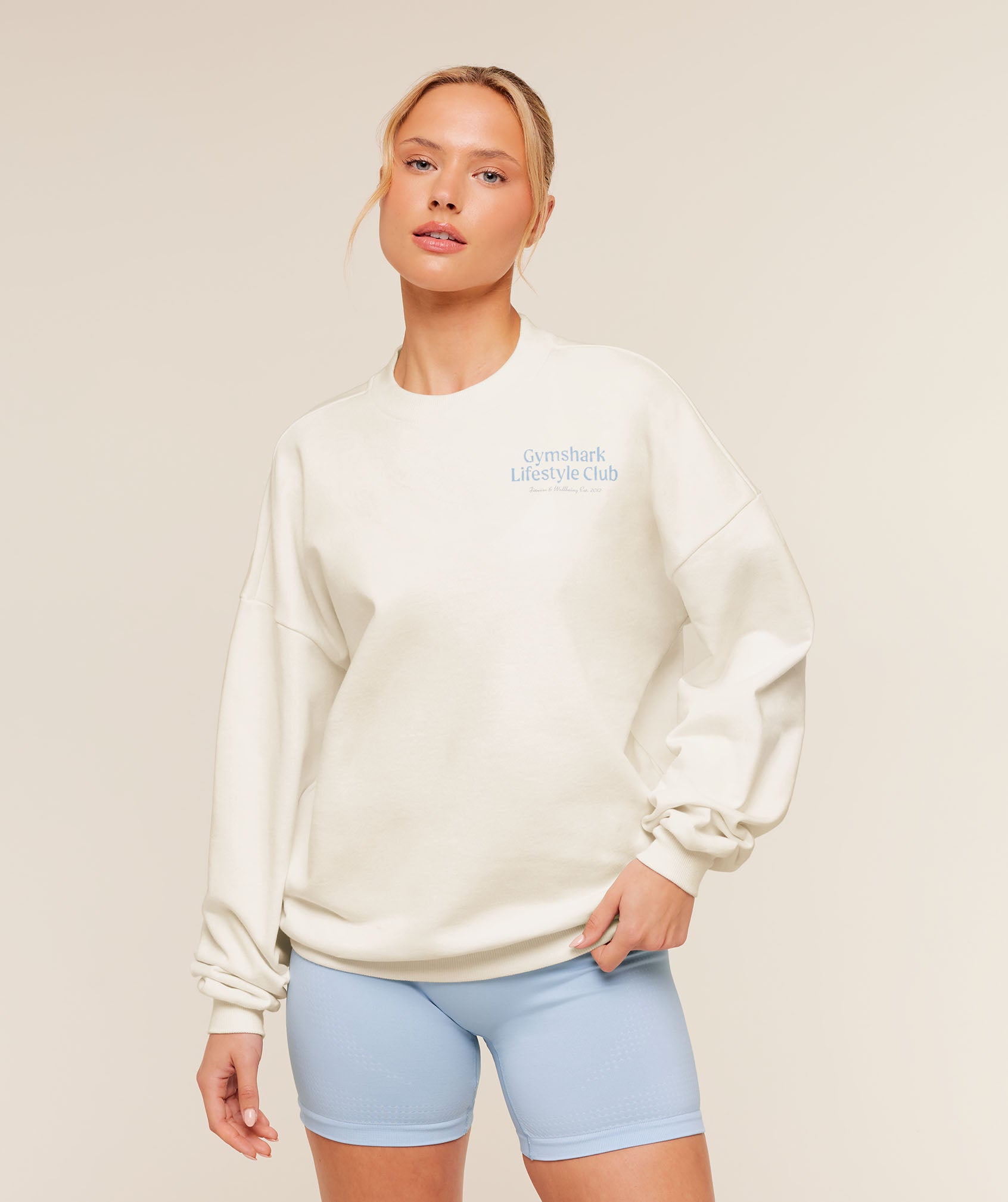 Gymshark Lifestyle Club Graphic Sweatshirt - Soft White