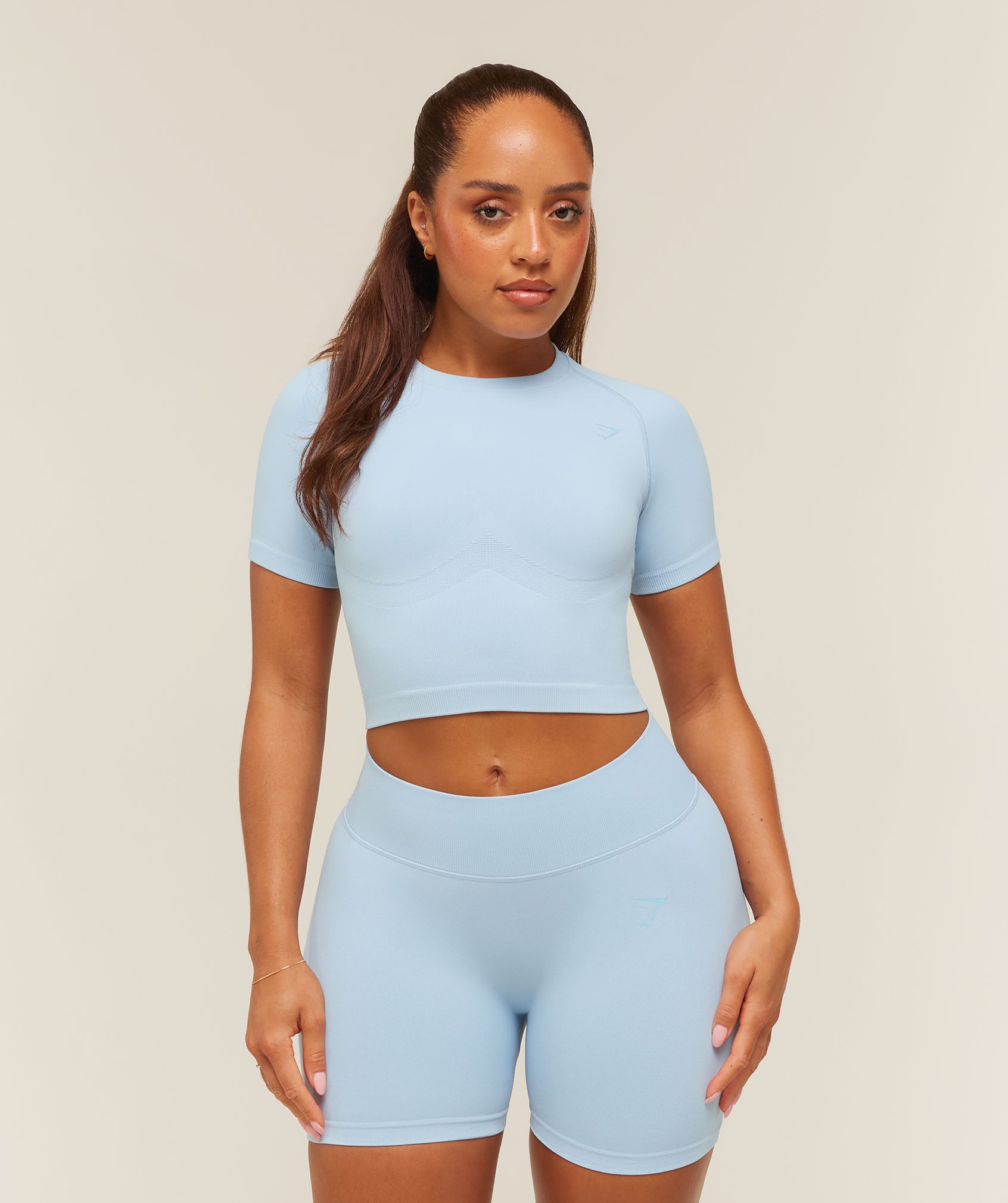 Gymshark Lift Seamless Short Sleeve Top - Chilled Blue