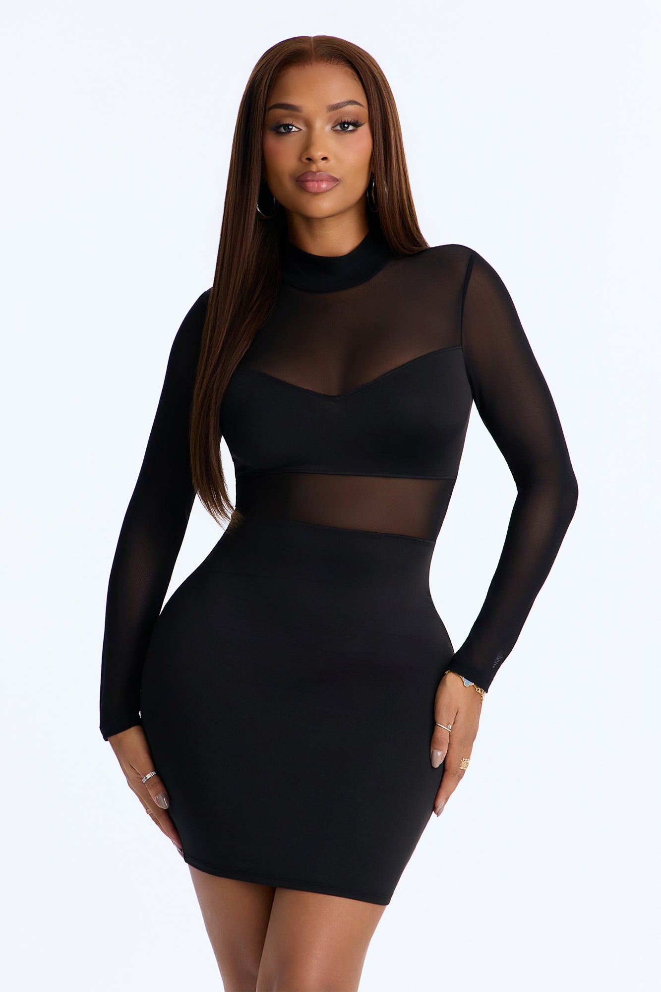 Too Cute For You Long Sleeve Mini Dress - Black