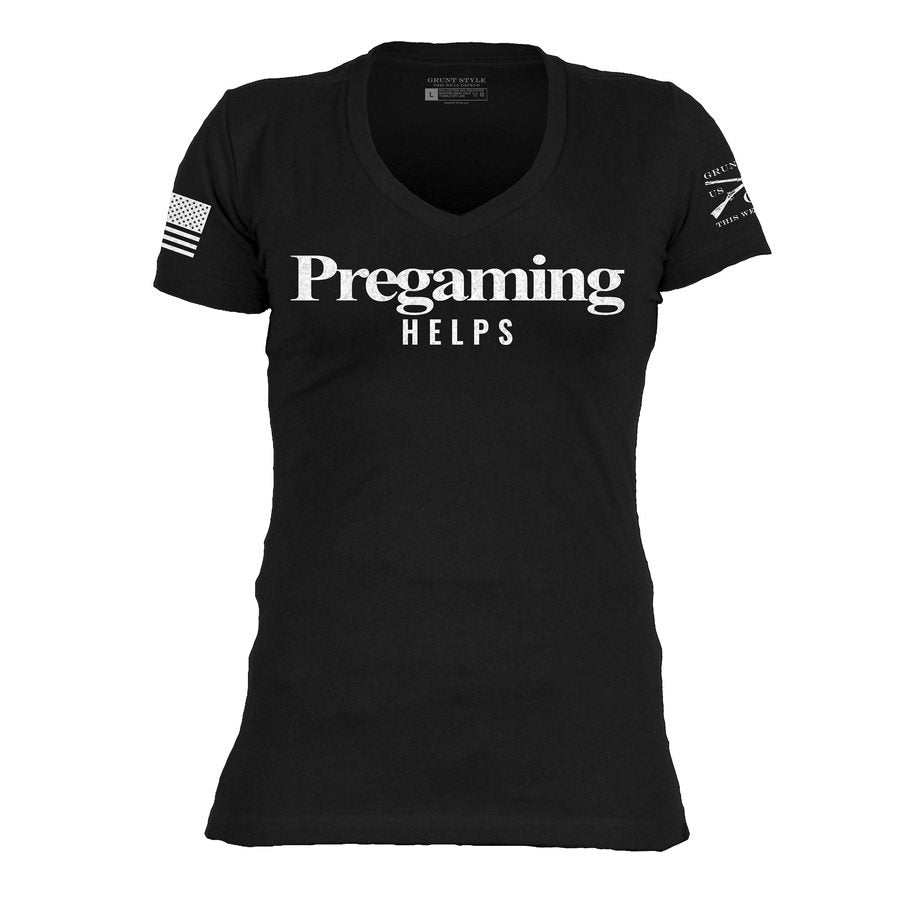 Women's Pregaming Helps V-Neck - Black