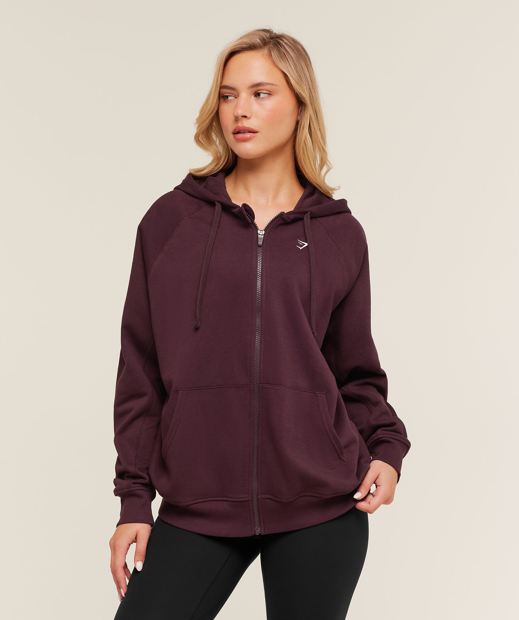 Gymshark Training Fleece Oversized Zip Hoodie - Cherry Purple