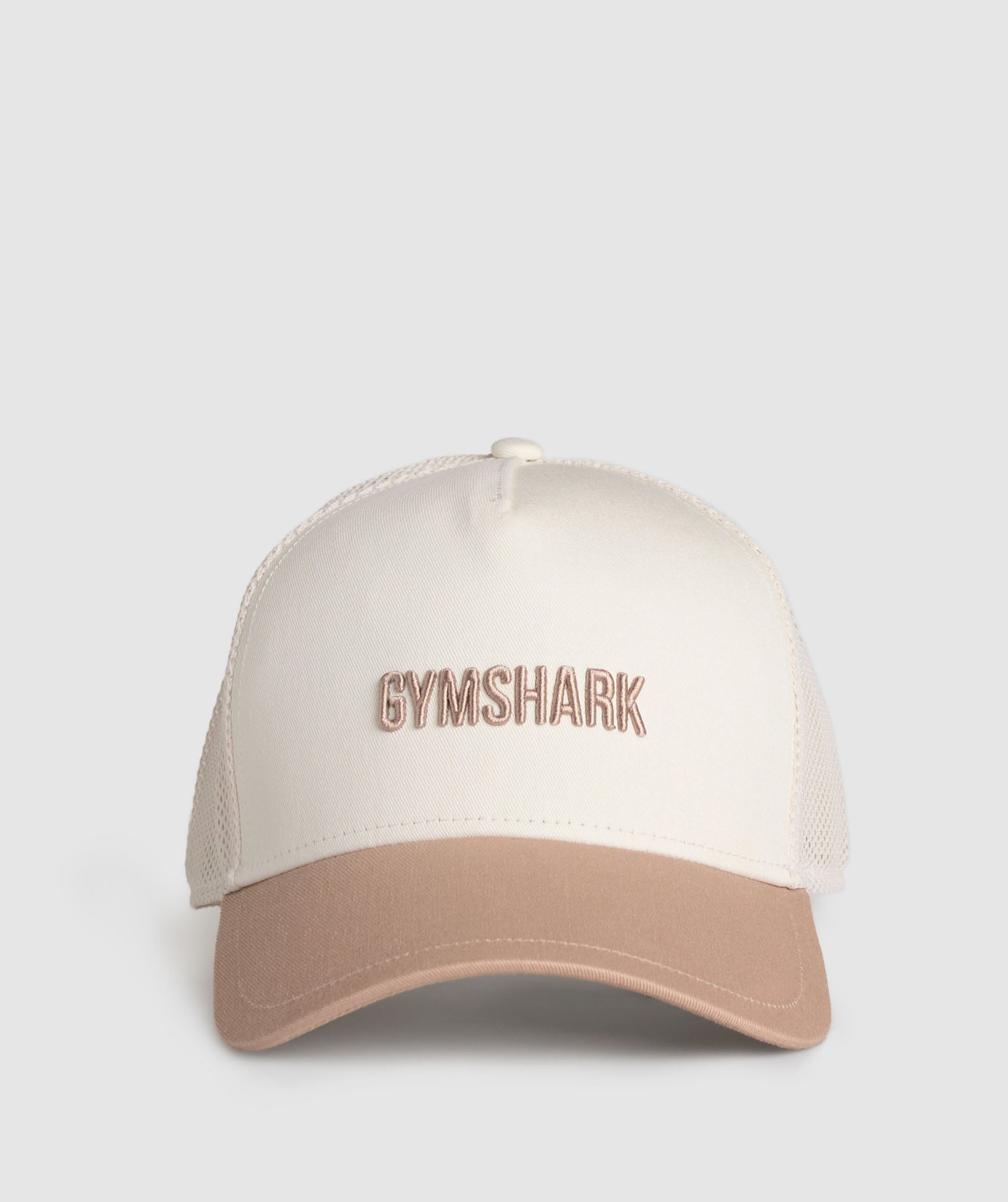 Gymshark Wordmark Trucker Cap - Oat White/Deep Fawn Brown