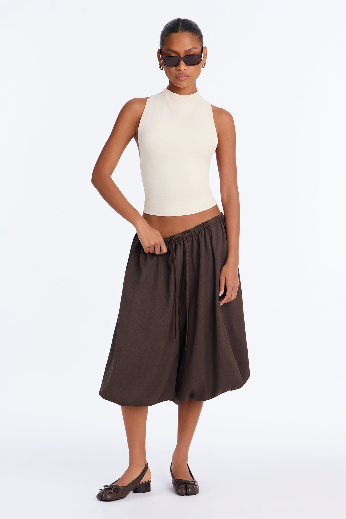 Andie Bubble Hem Bermuda Short - Chocolate