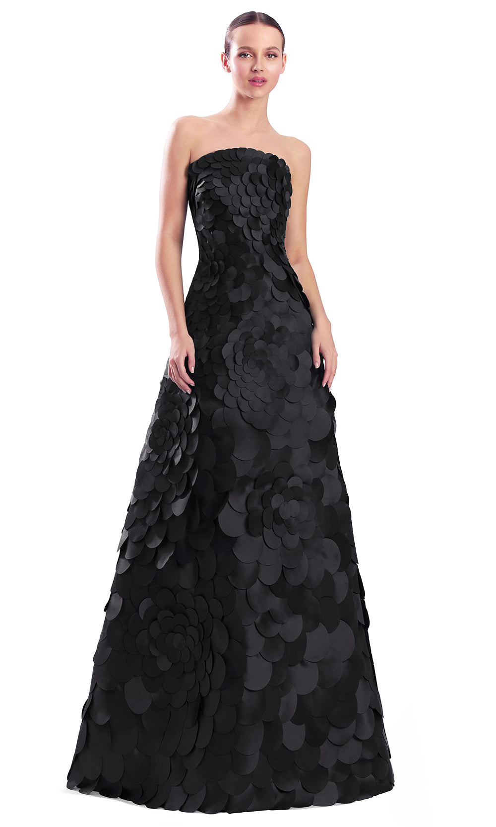 Alexander by Daymor 3329F26 - Petal Applique Strapless Evening Gown