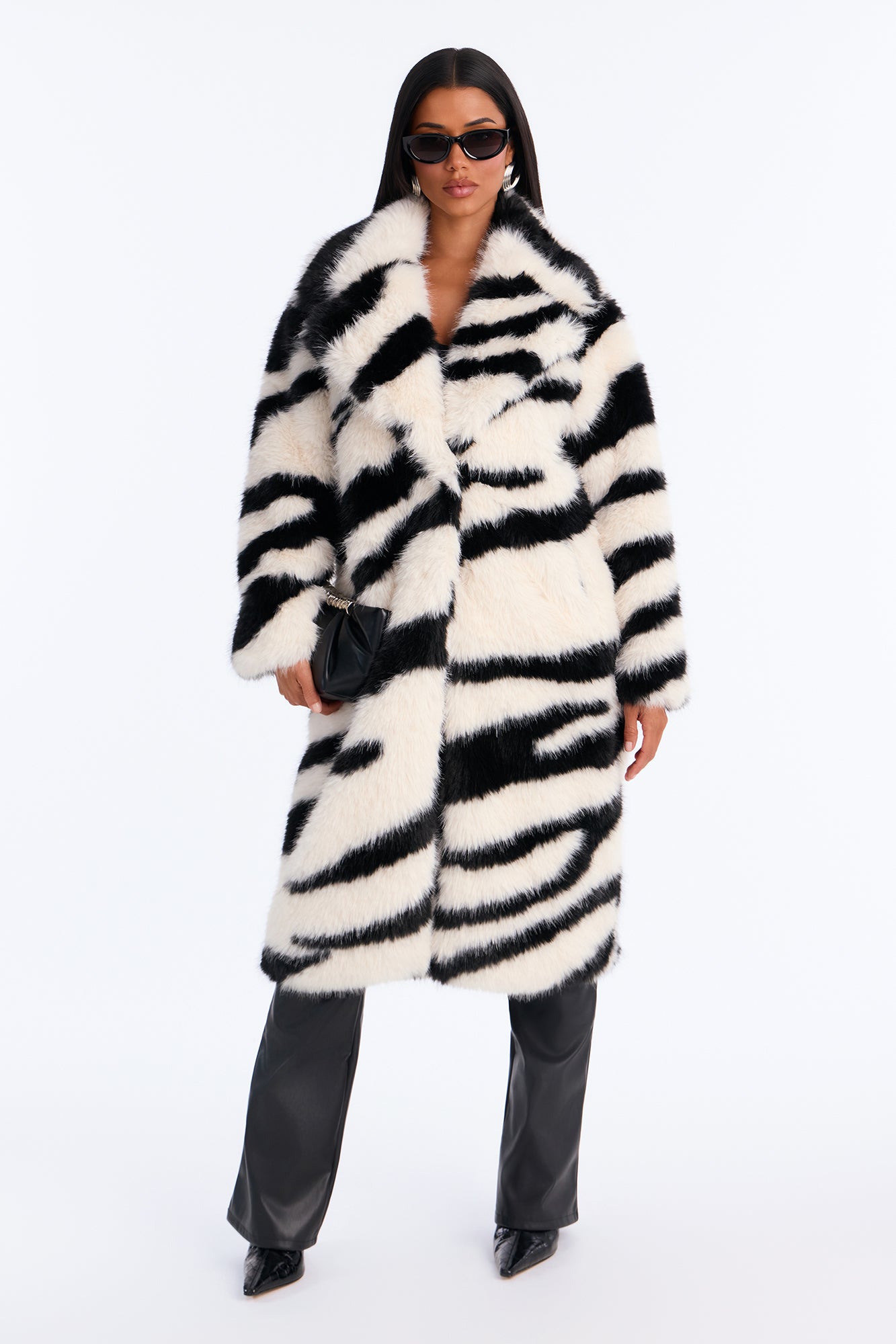 Wild Thing Animal Print Faux Fur Maxi Coat - Ivory/combo