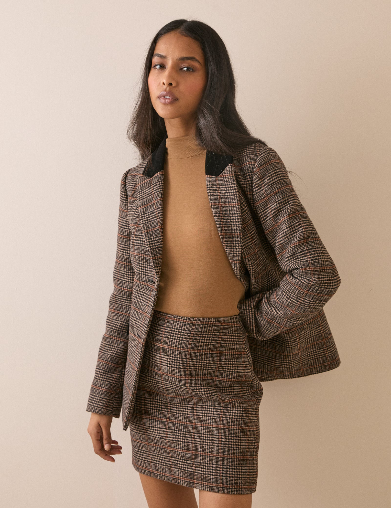 Brown Heritage Check Pelmet Mini Skirt