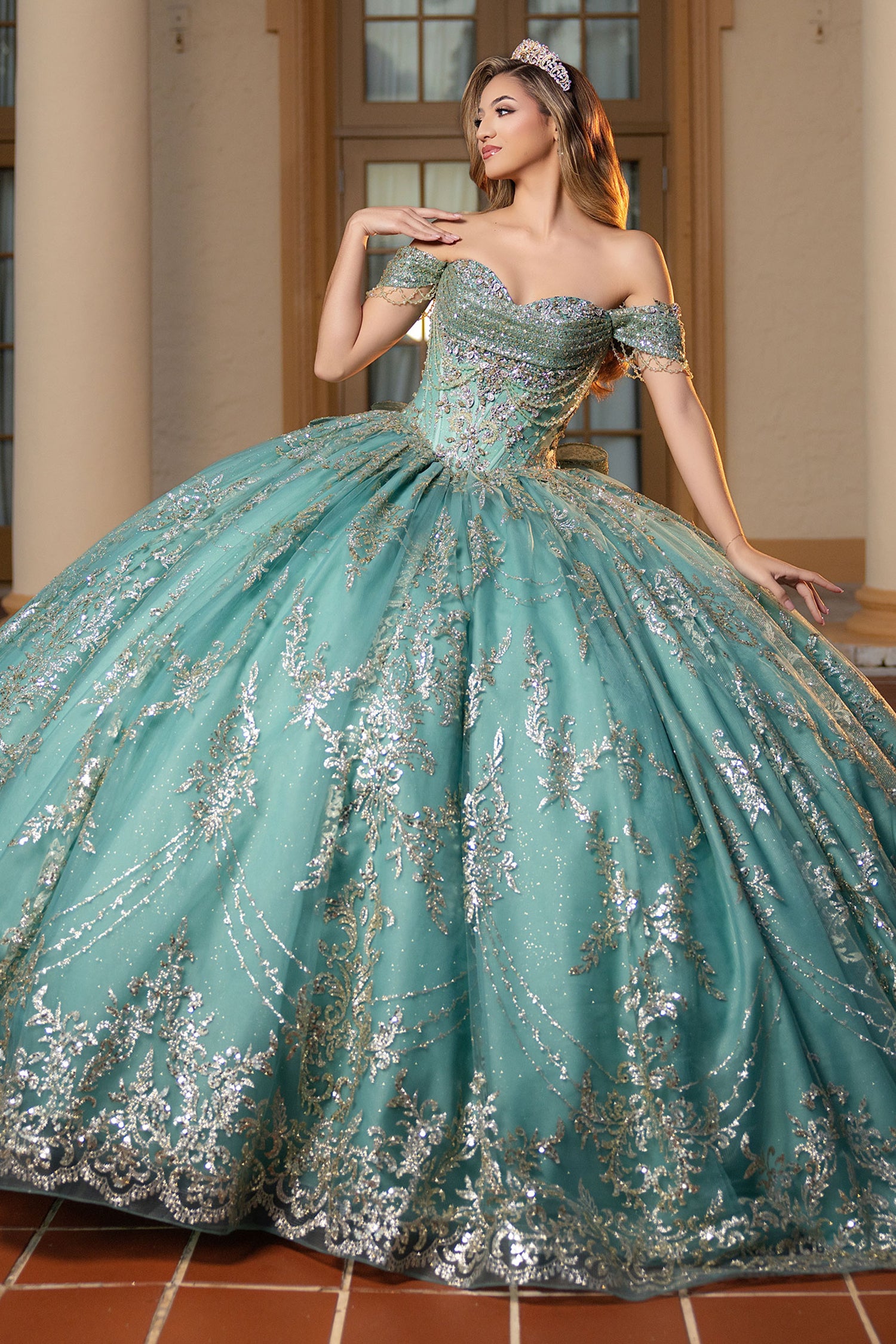 Vizcaya by Mori Lee 4080061 - Glitter Bow Sweetheart Quinceanera Gown