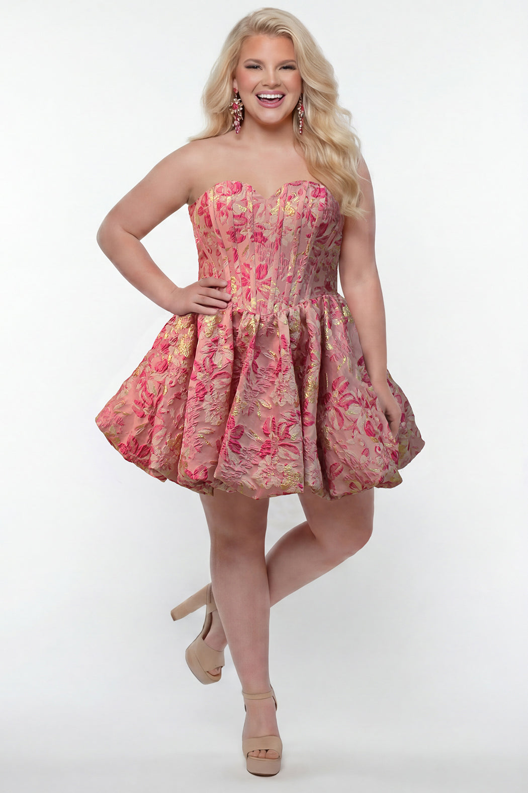 Sydney's Closet SC8177 Brocade Sweetheart Plus Size Cocktail Dress