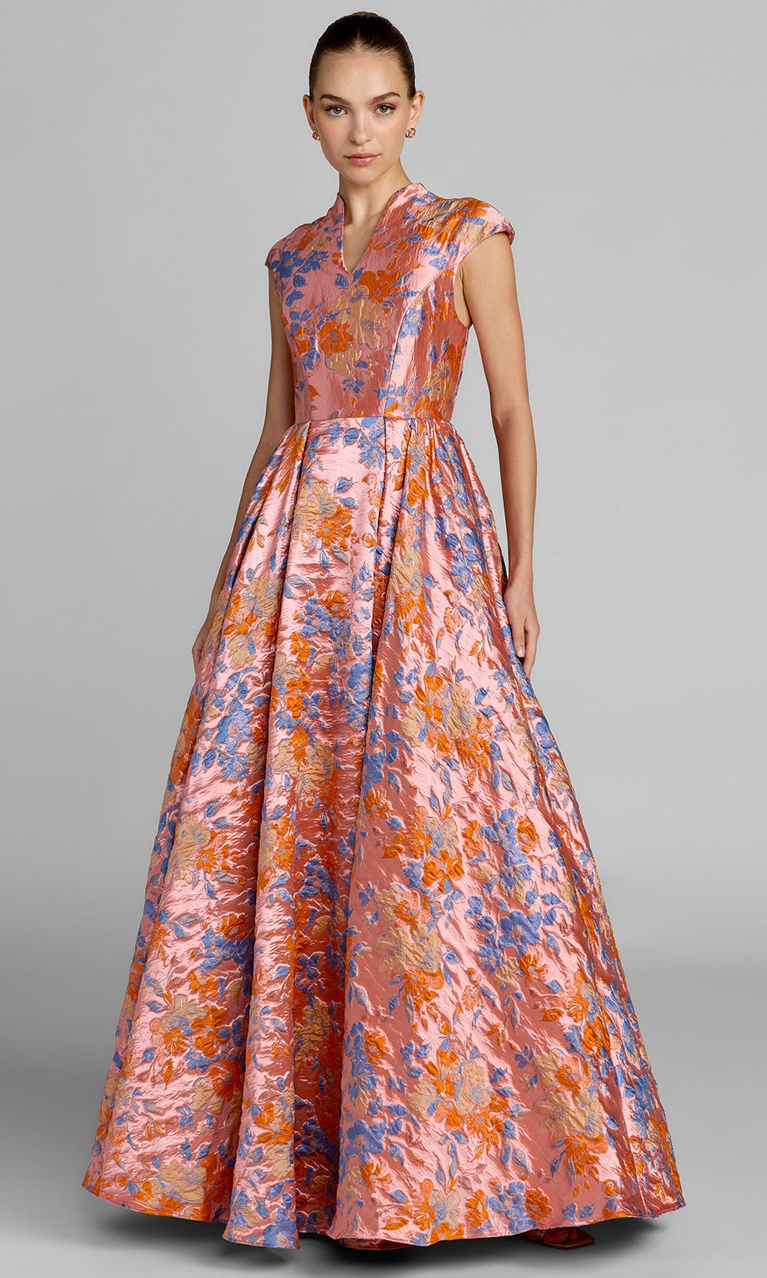 Mac Duggal 69171 - Floral Textured V-Neckline Prom Gown