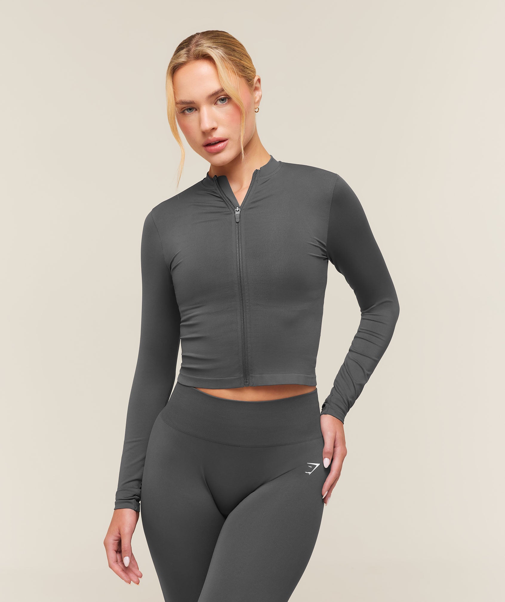 Gymshark Everyday Seamless Zip Tracktop - Onyx Grey