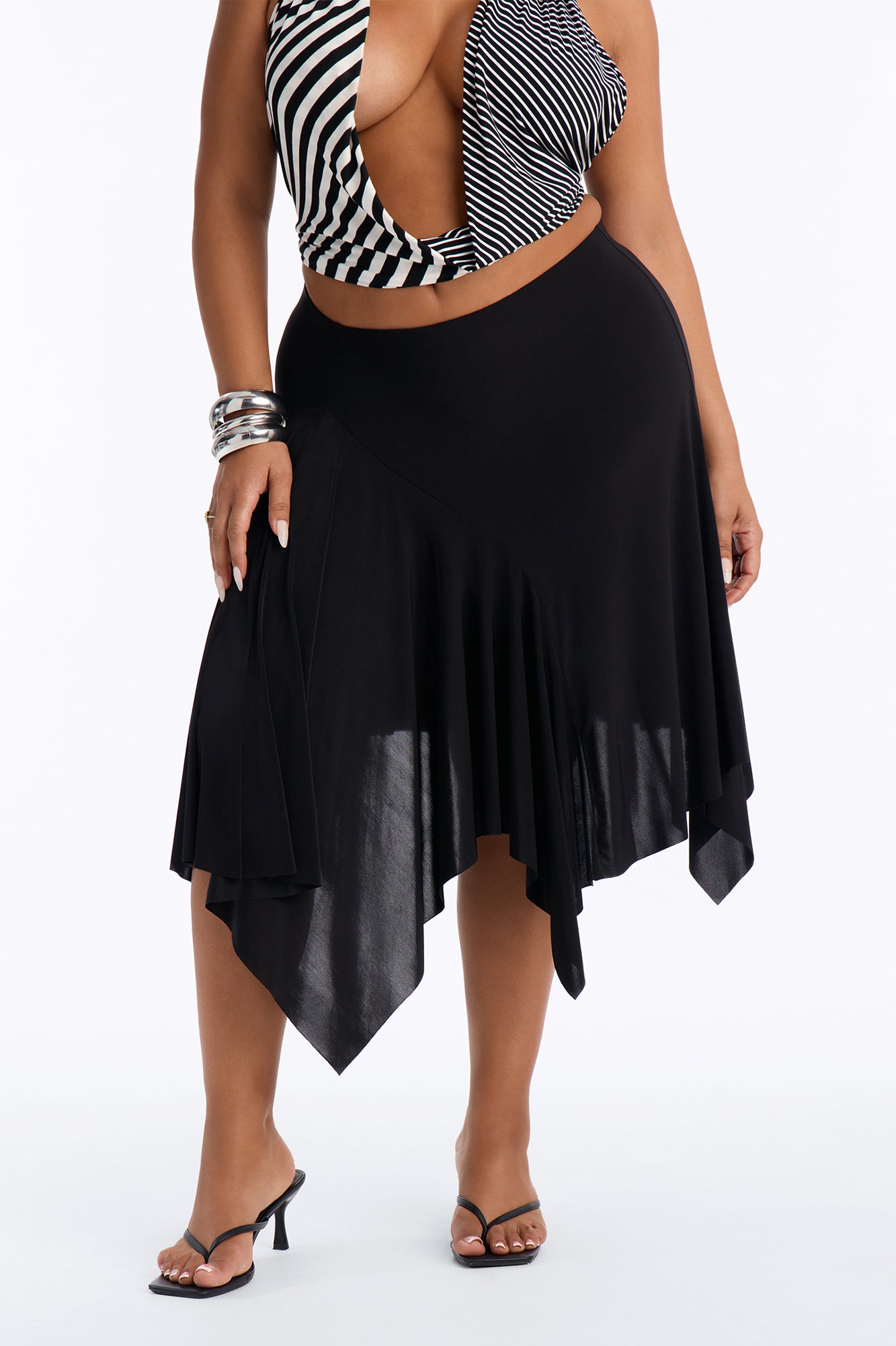 Mae Asymmetrical Midi Skirt - Black