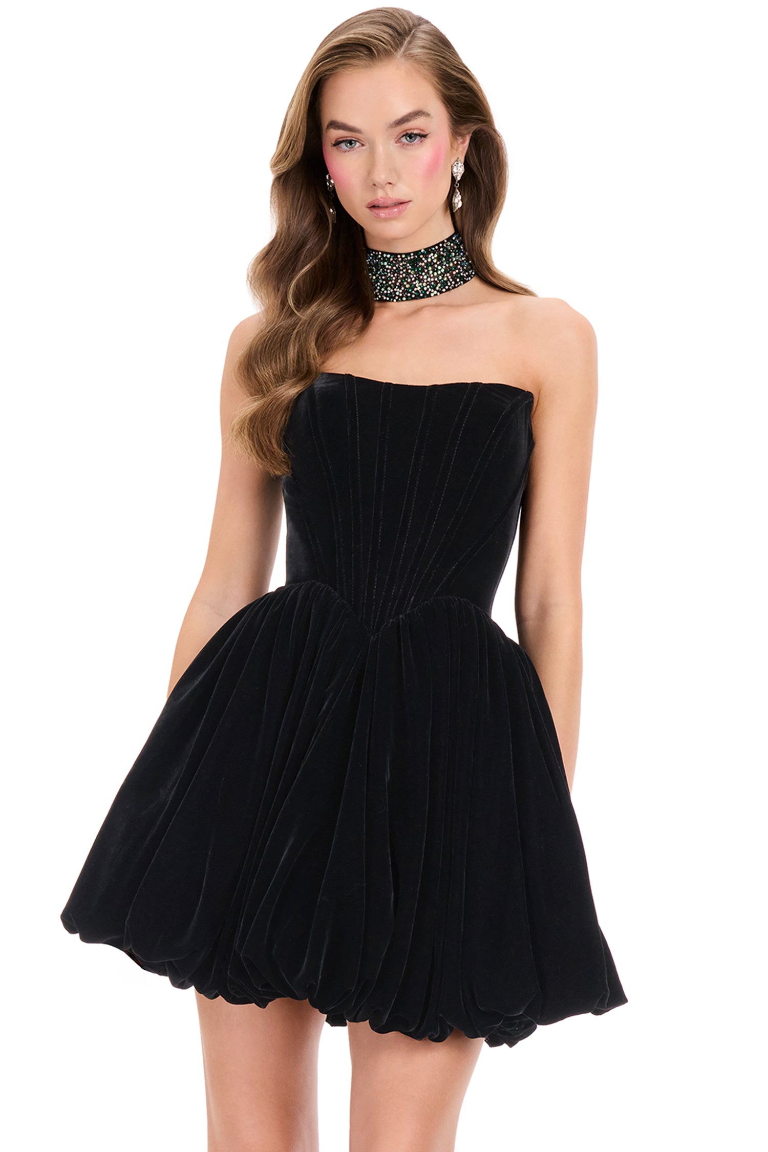 Ashley Lauren 40033 - Velvet Bubble A-Line Cocktail Dress