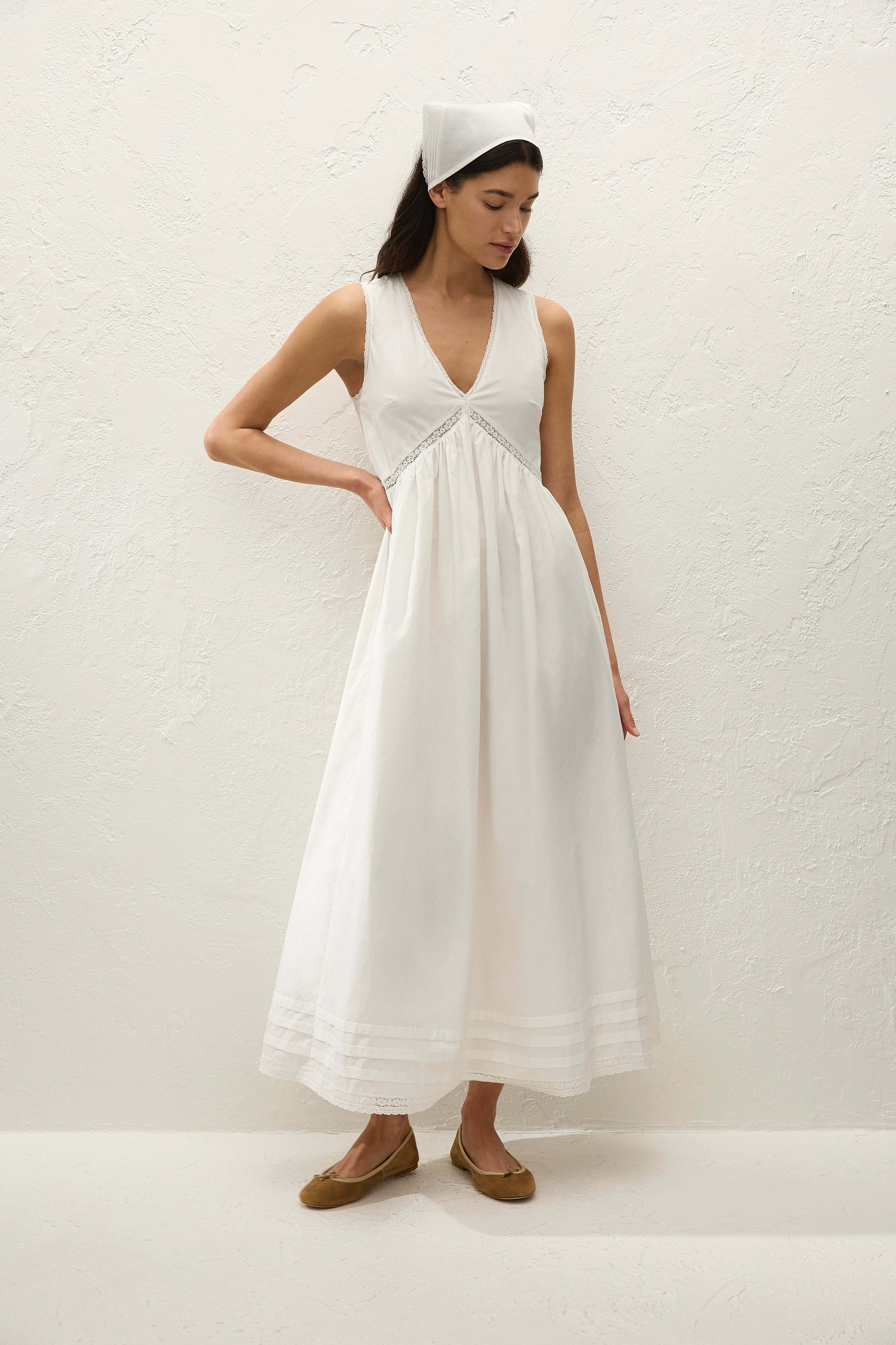 Fiora Midi Dress Fresco Lace White - Final Sale