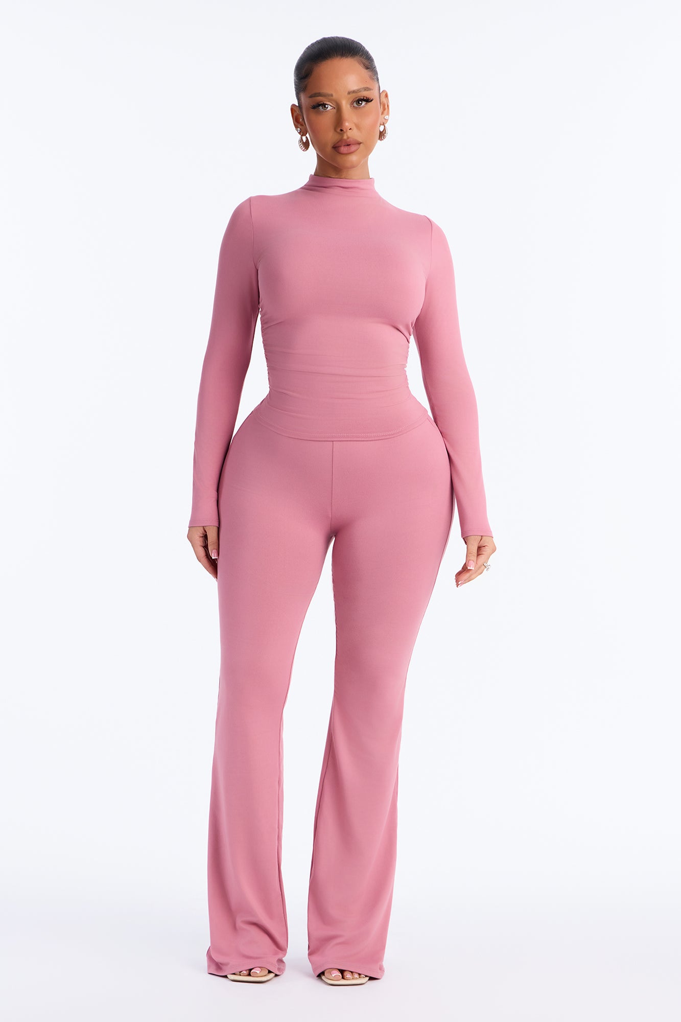 Lielle Mock Neck Pant Set - Mauve