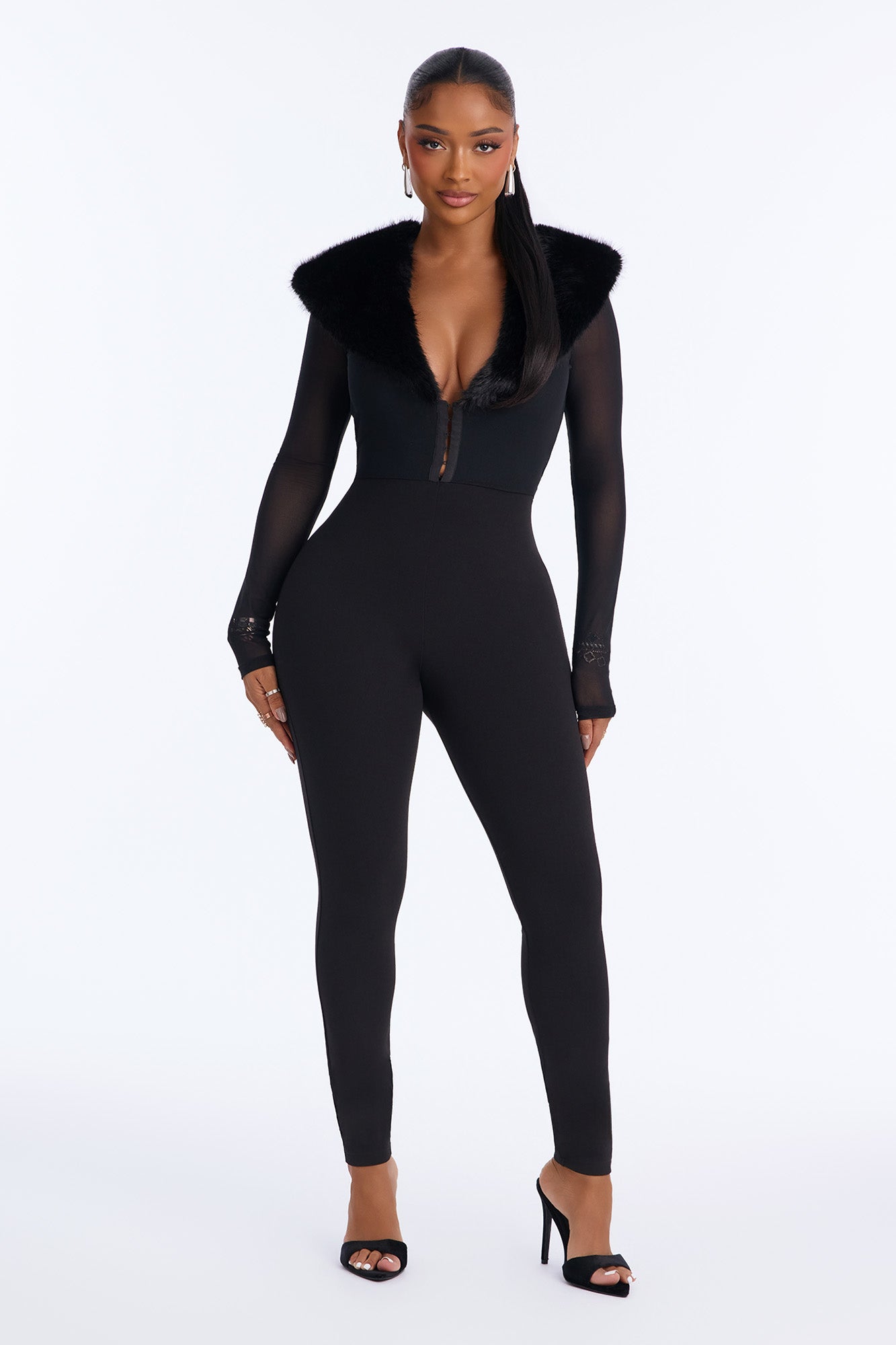 Glow Getter Mesh Jumpsuit - Black