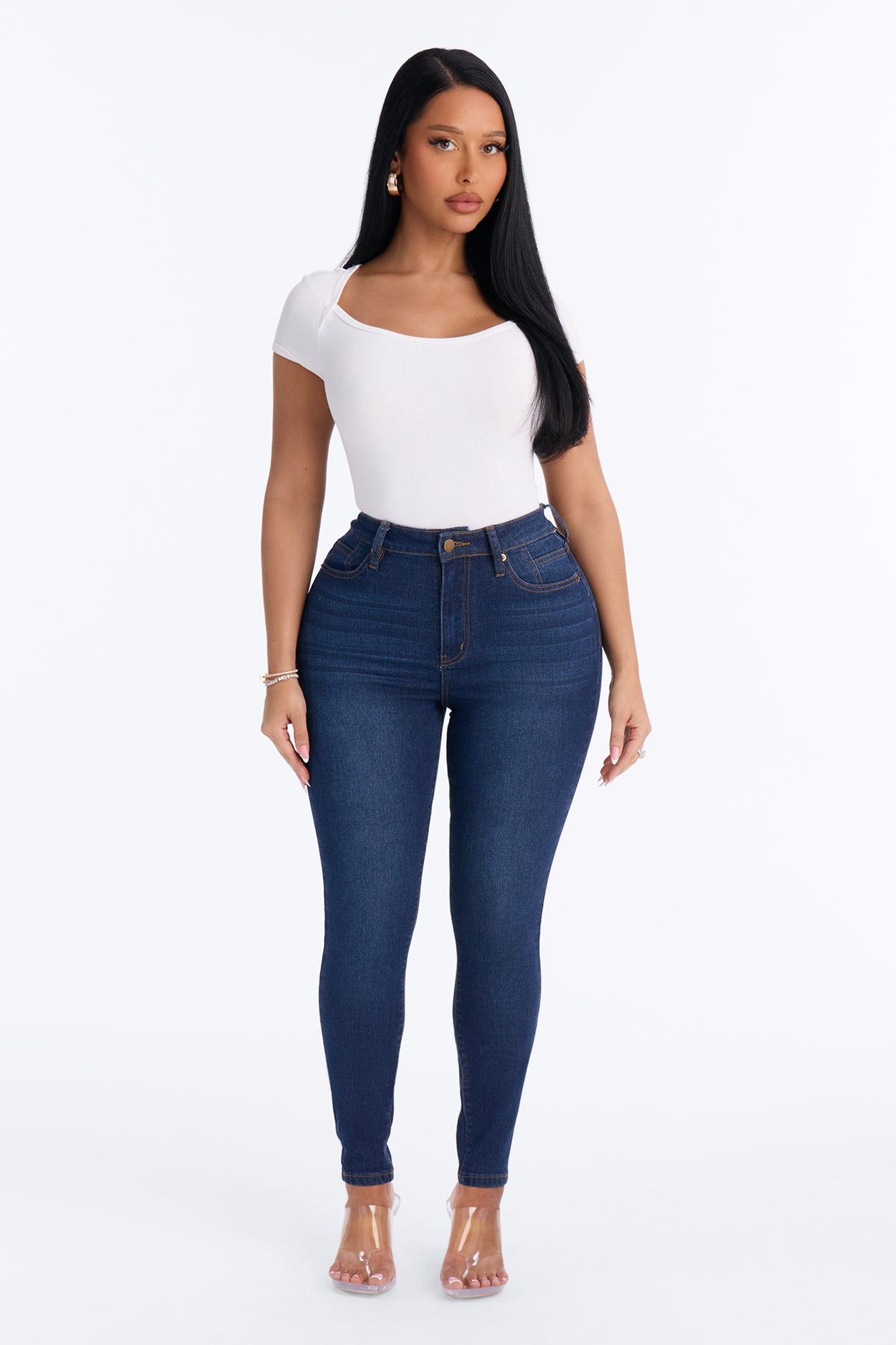 Truly Iconic High Rise Sculpting Stretch Skinny Jeans - Dark Wash