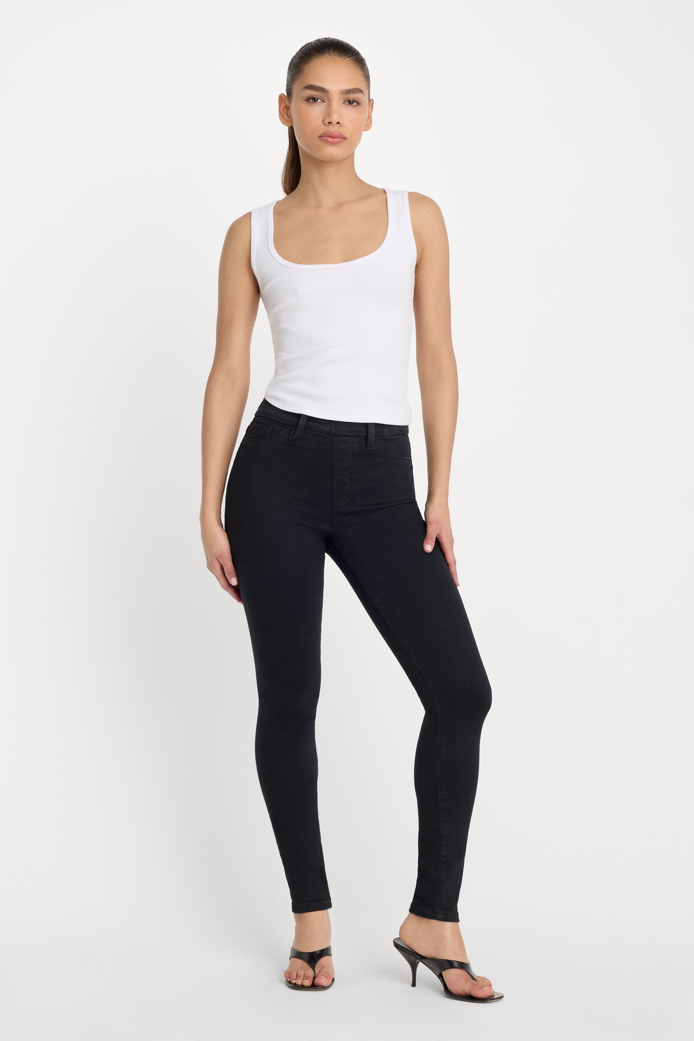 POWER STRETCH PULL-ON SKINNY JEANS | BLACK001