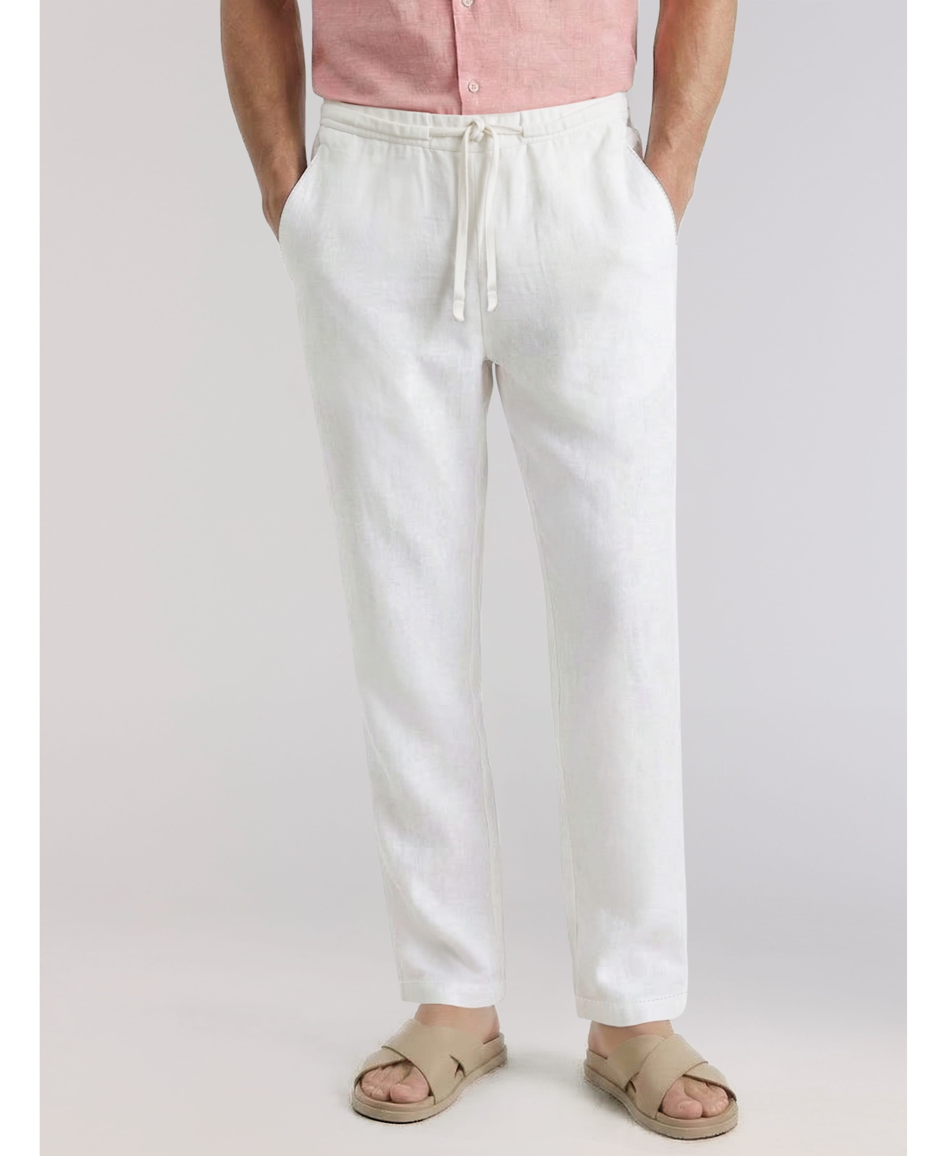 Linen-Blend Core Drawstring Pants