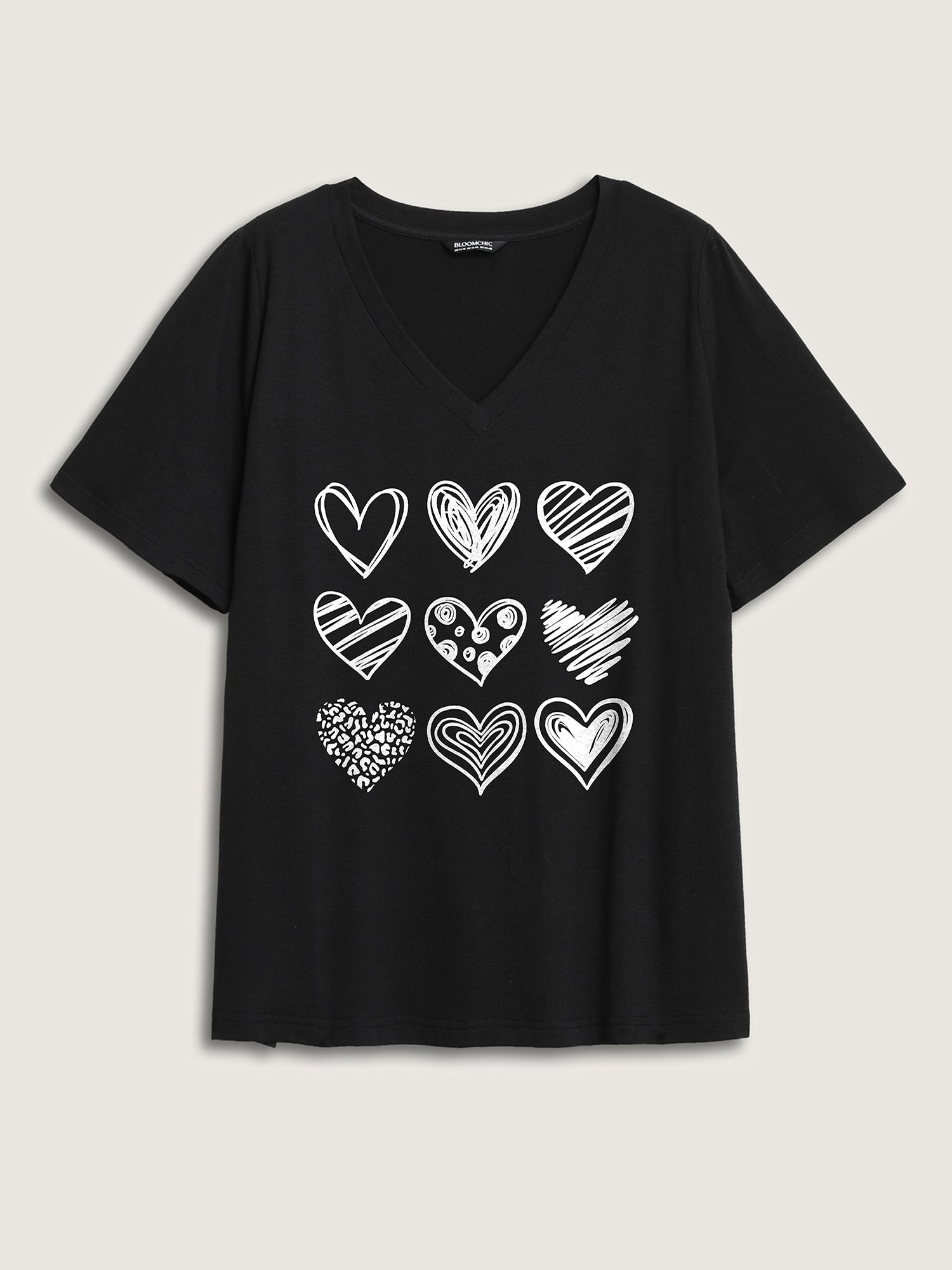 Every Heart Printed V-Neck T-Shirt