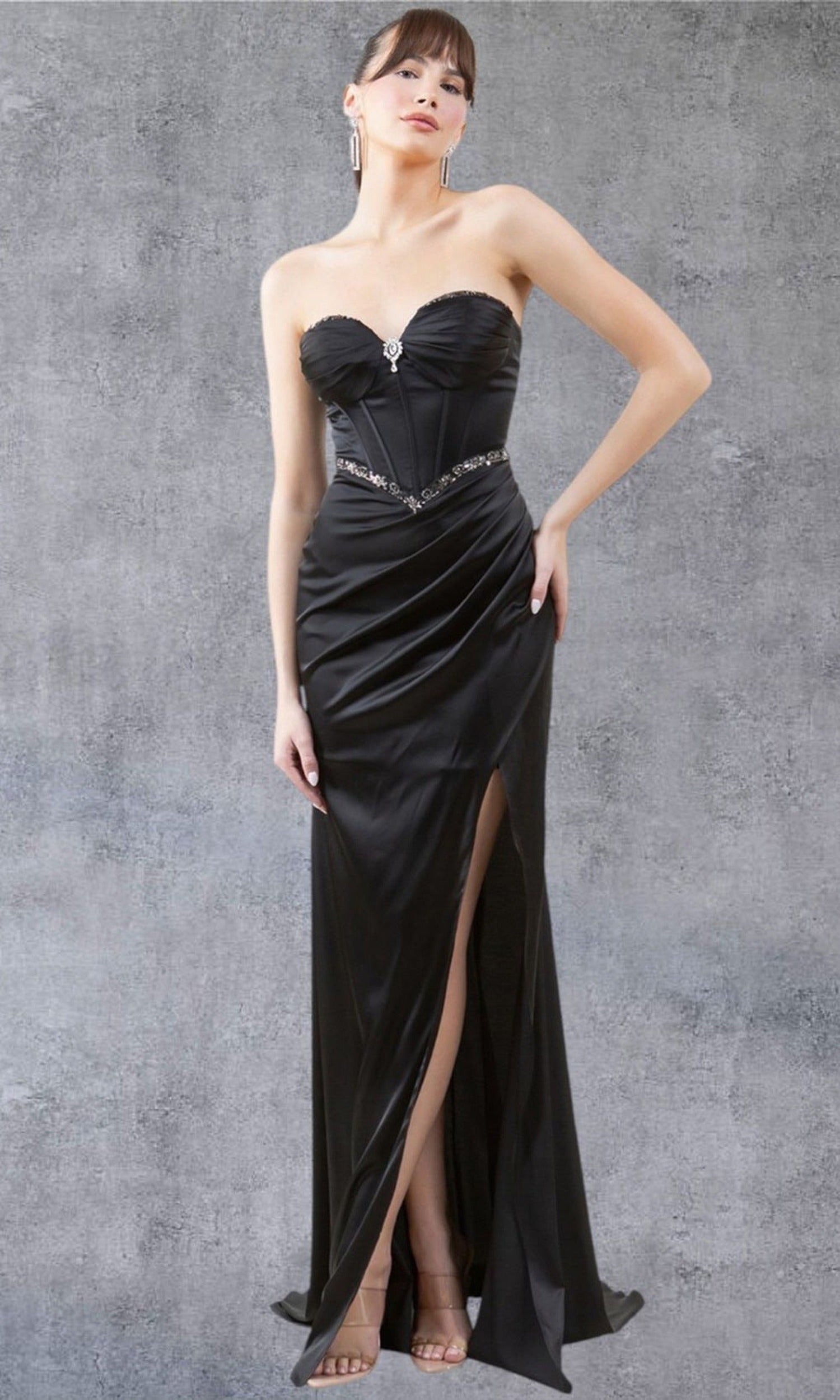 Cinderella Couture 8259J - Strapless Basque Waist Ruched Gown