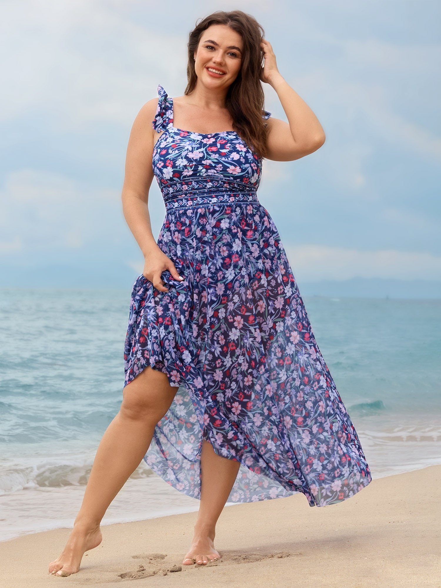 Floral Sarong Two-Piece Set Swimsuit