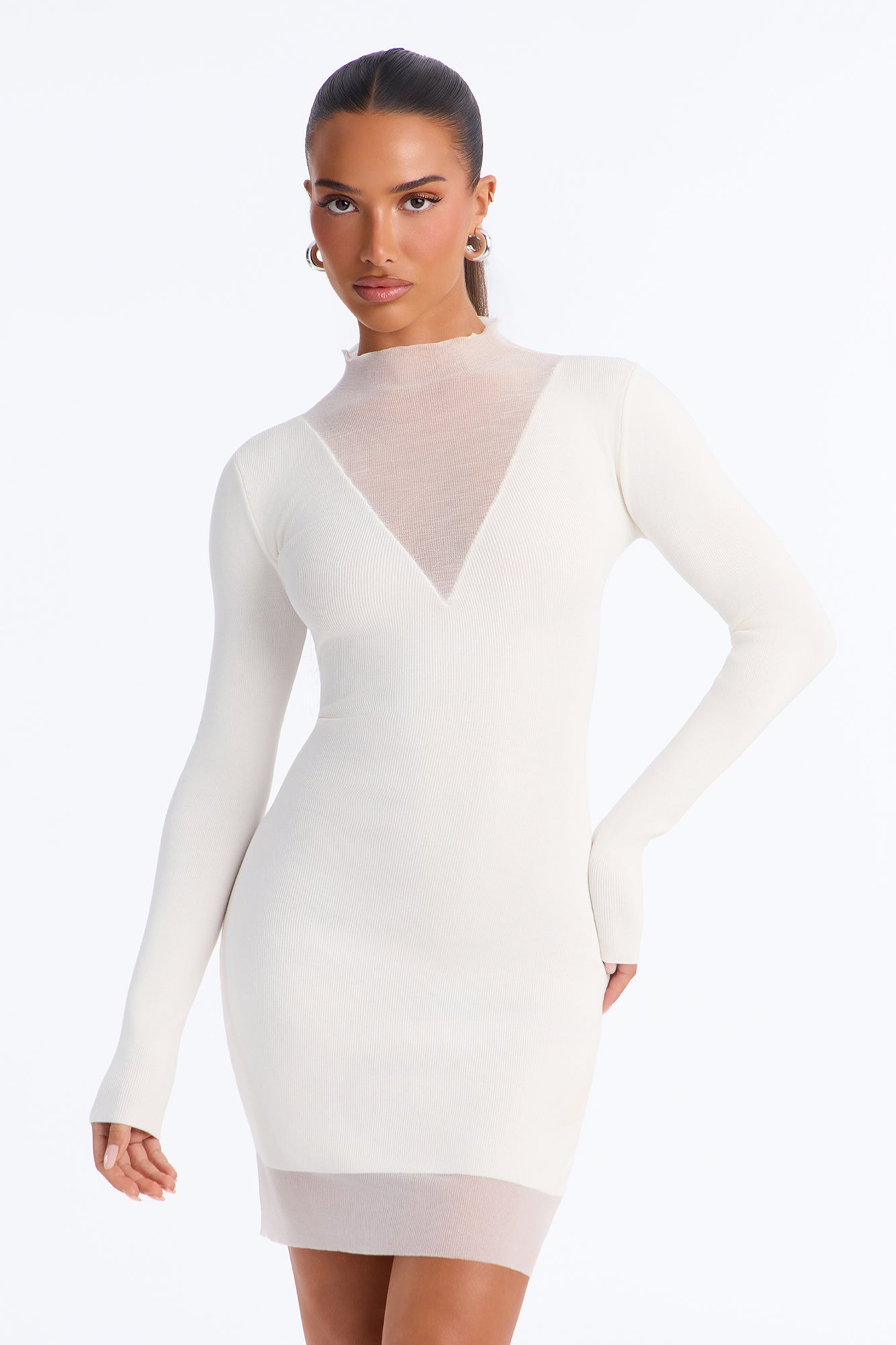 Lady Like Sweater Mini Dress - Cream