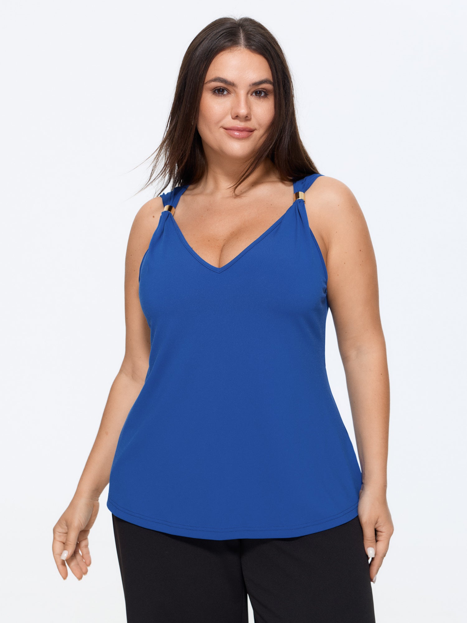 V-Neck Metallic Detail Tank Top