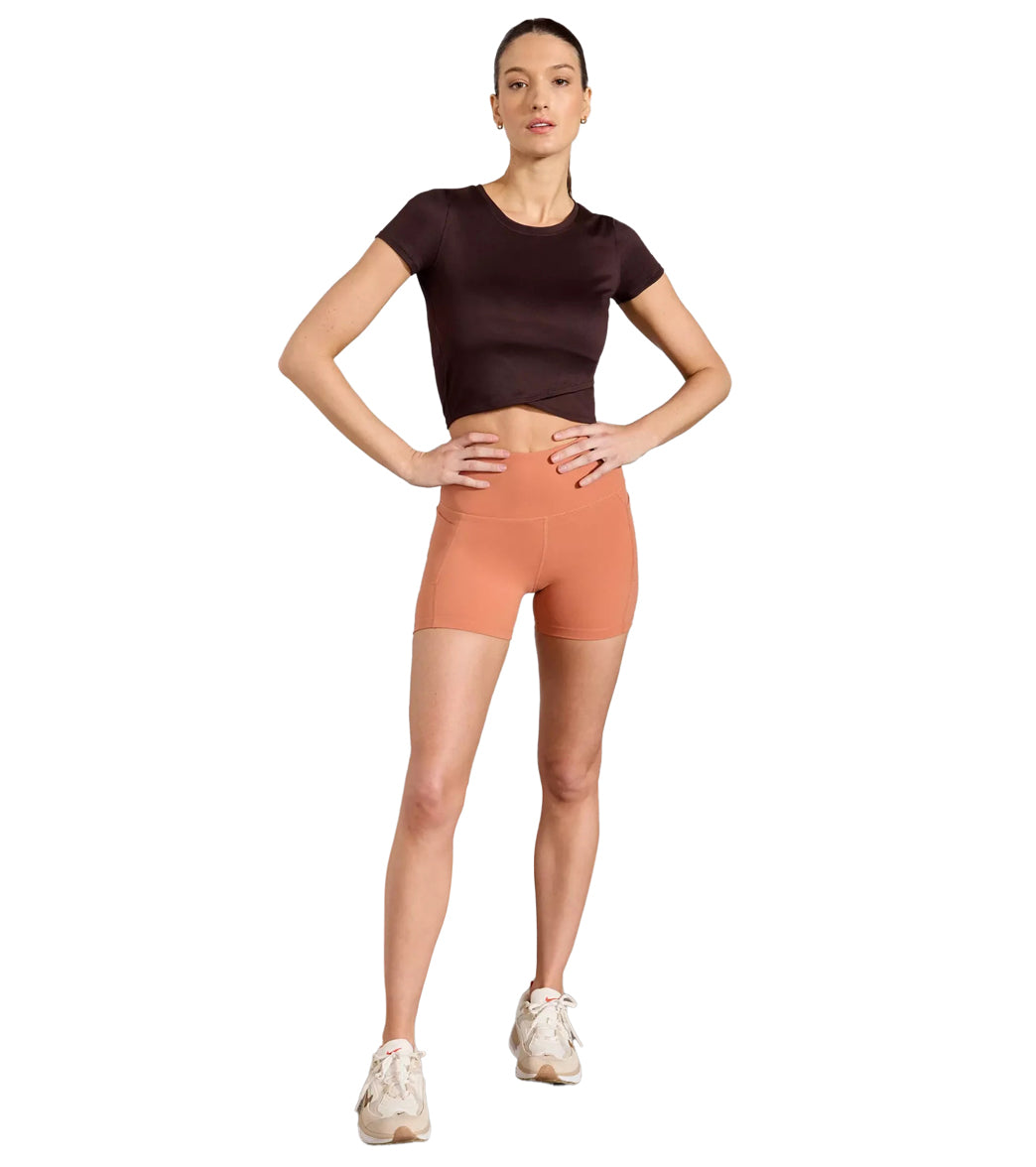 MPG Sport Velocity High-Rise Side Pocket Short 4" Peached