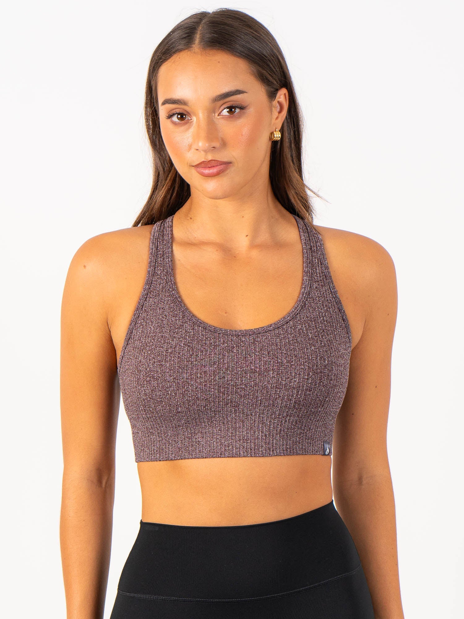 Rib Seamless Sports Bra - Chocolate Marl