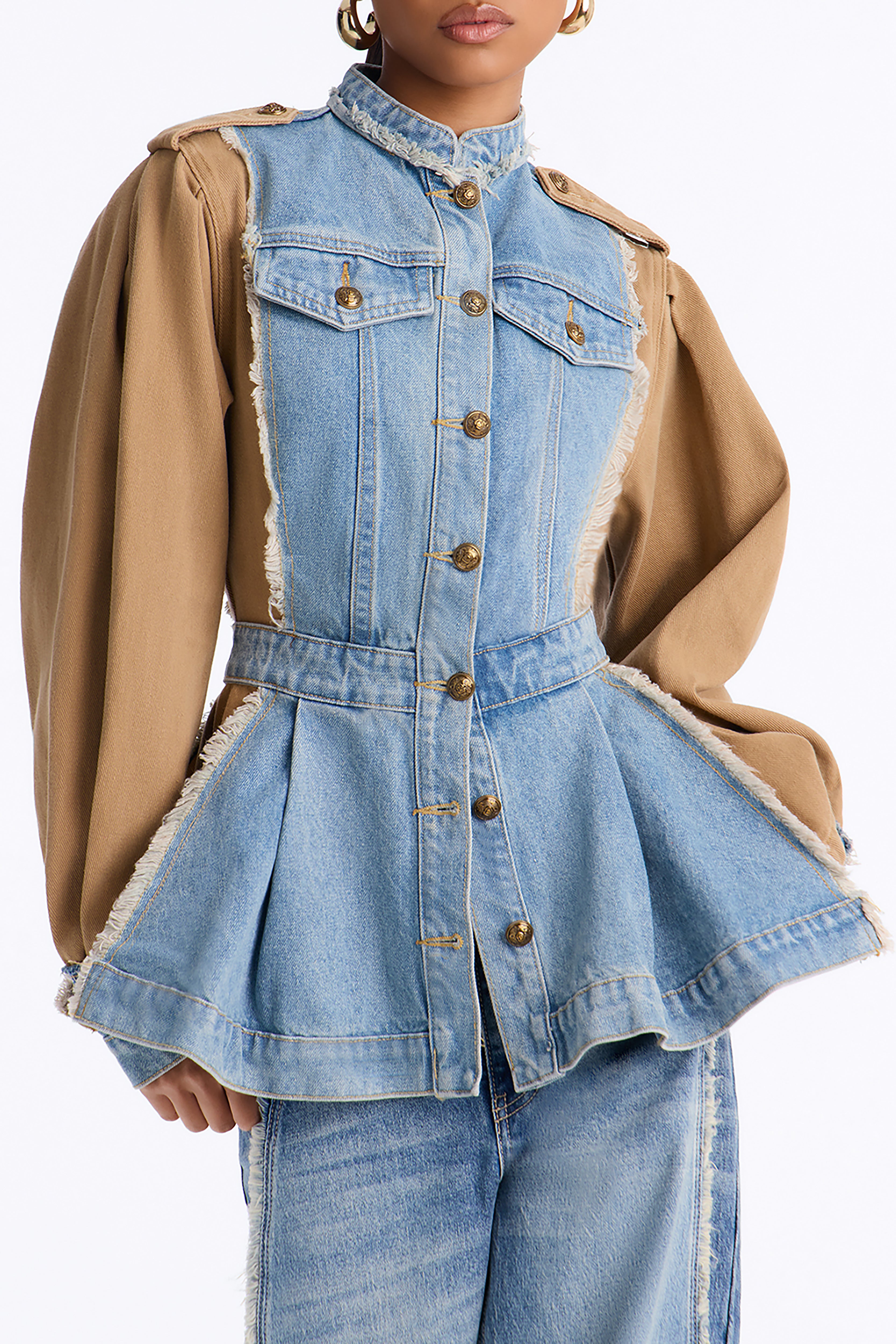 Under My Rule Reconstructed Denim Jacket - Light Wash