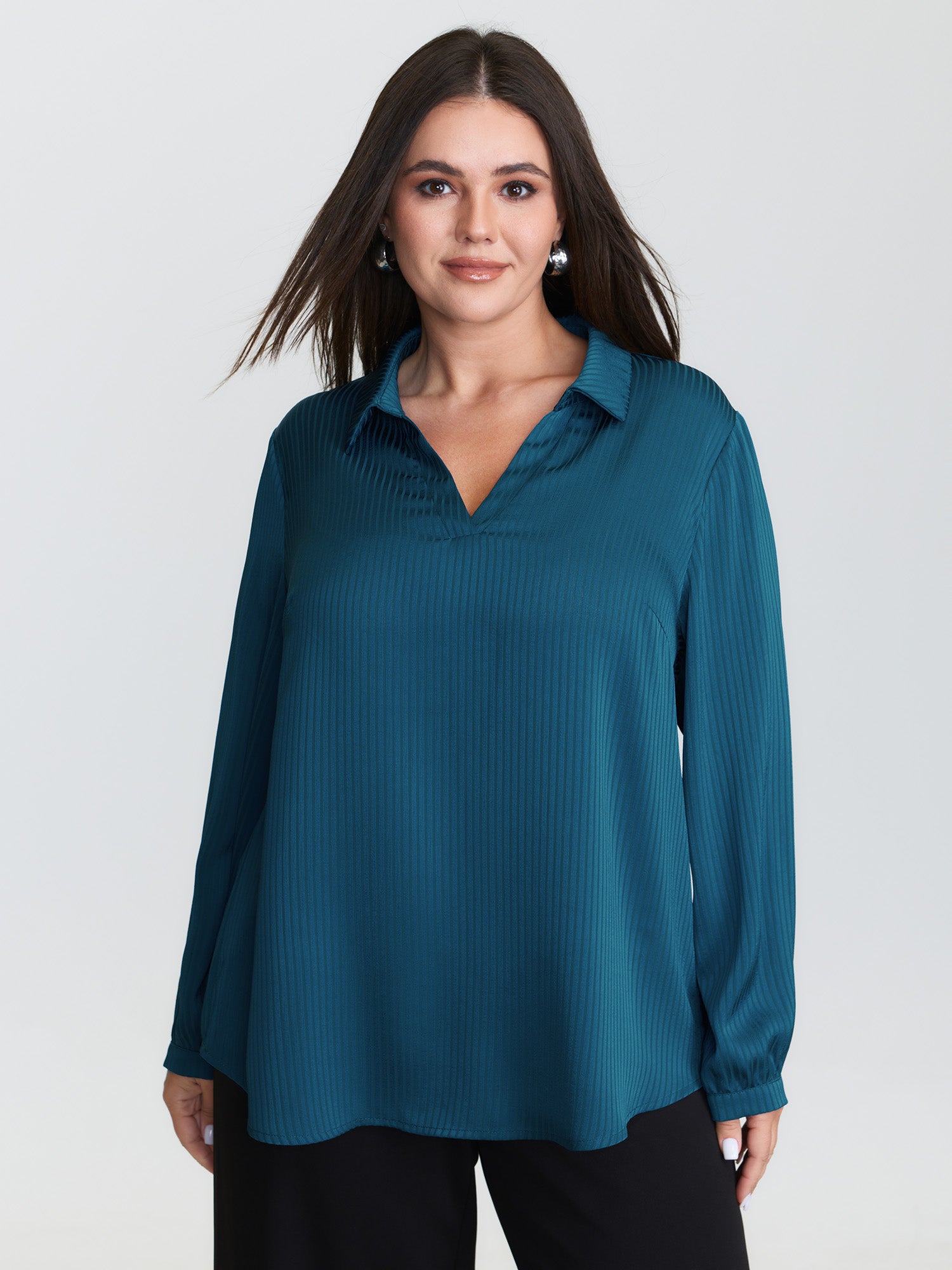 Textured Collar Pleated Blouse