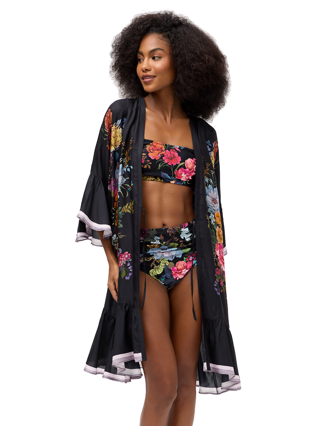 Johnny Was Women's Baccara Ruffled Kimono Cover Up