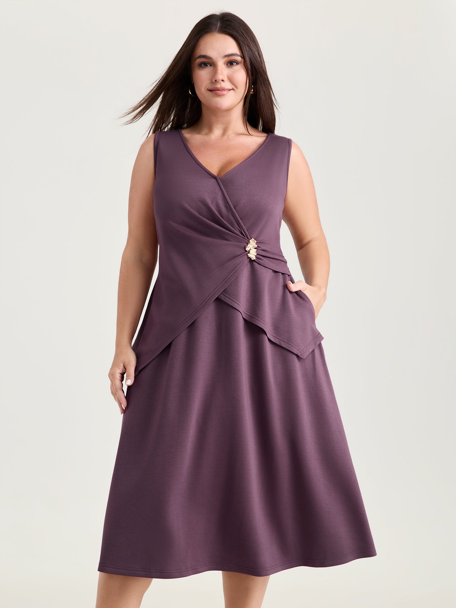 Supersoft Side Knot Metal Detail Midi Dress