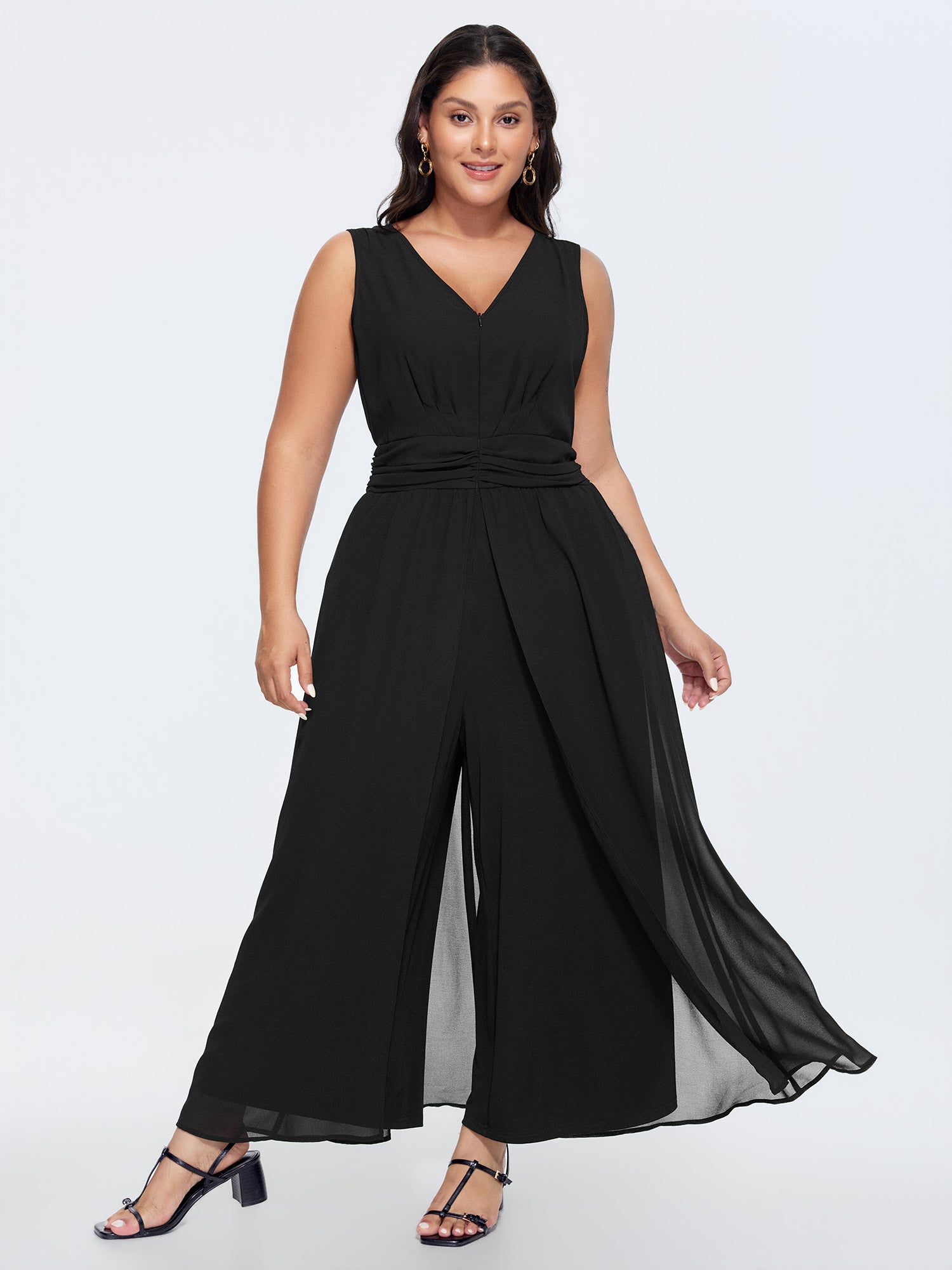 Layered Mesh Flowy Jumpsuit