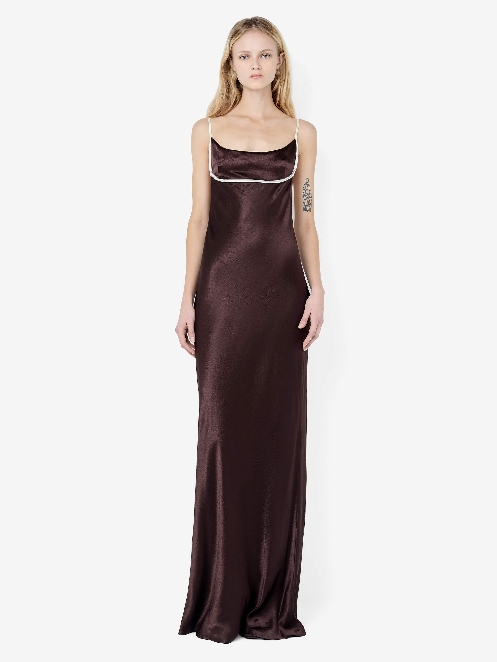 MARCY COWL NECK MAXI DRESS - DARK CHOC/SNOW