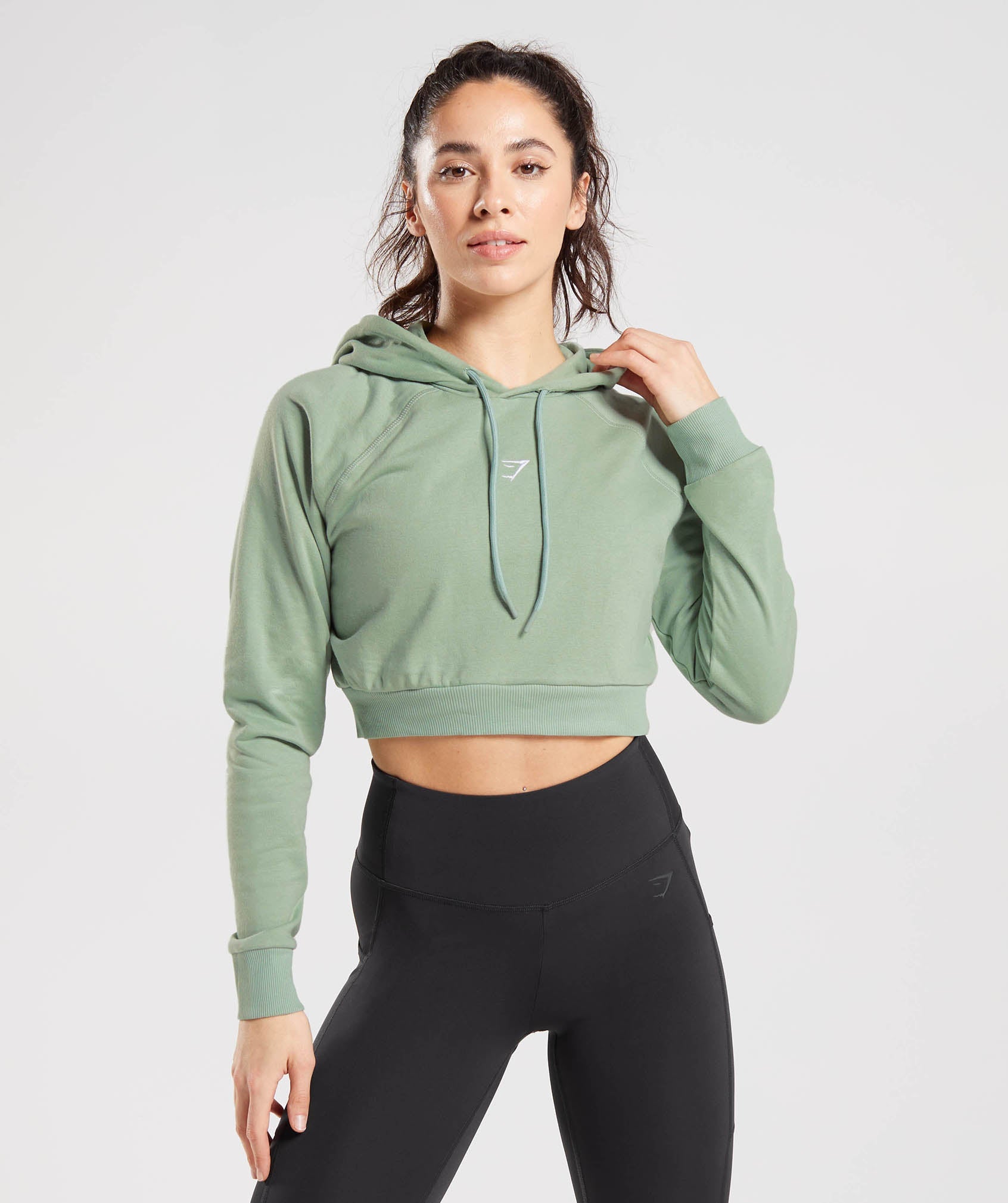 Gymshark Training Crop Hoodie - Desert Sage Green