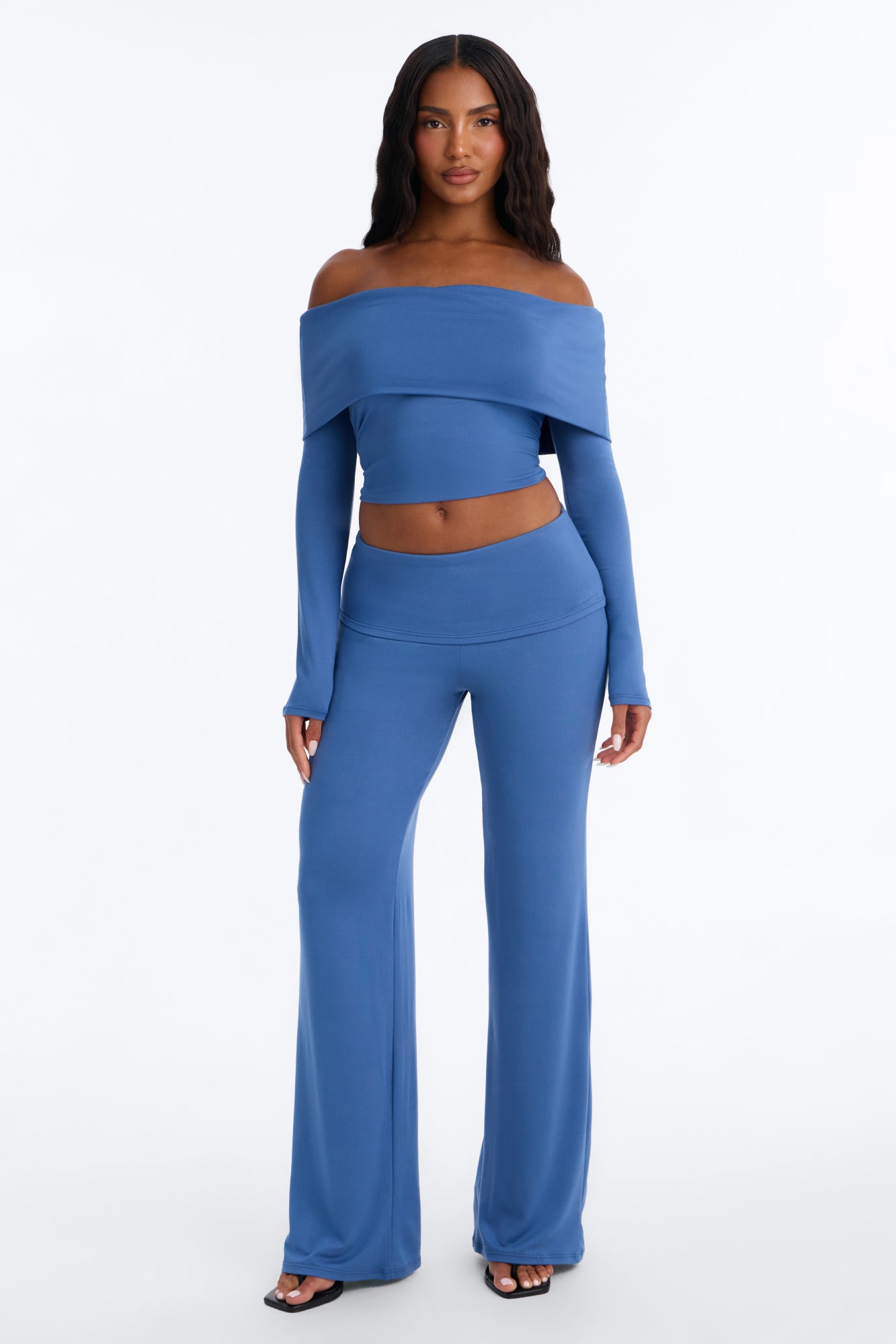 Maya Foldover Waist Pant Set - Denim