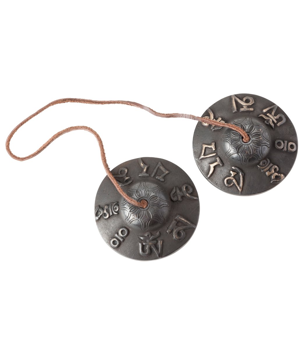 Sacred Space ~Med Dark Patina Om Mani Padme Hum Tibetan Gong Tingsha Cymbals