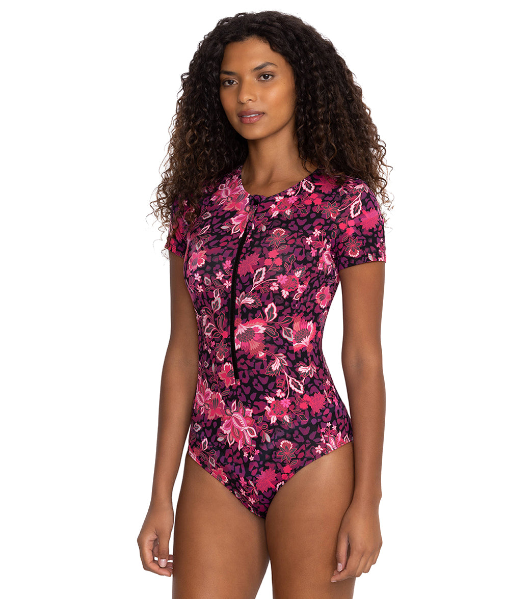 Johnny Was Women's Machila Short Sleeve One Piece Swimsuit