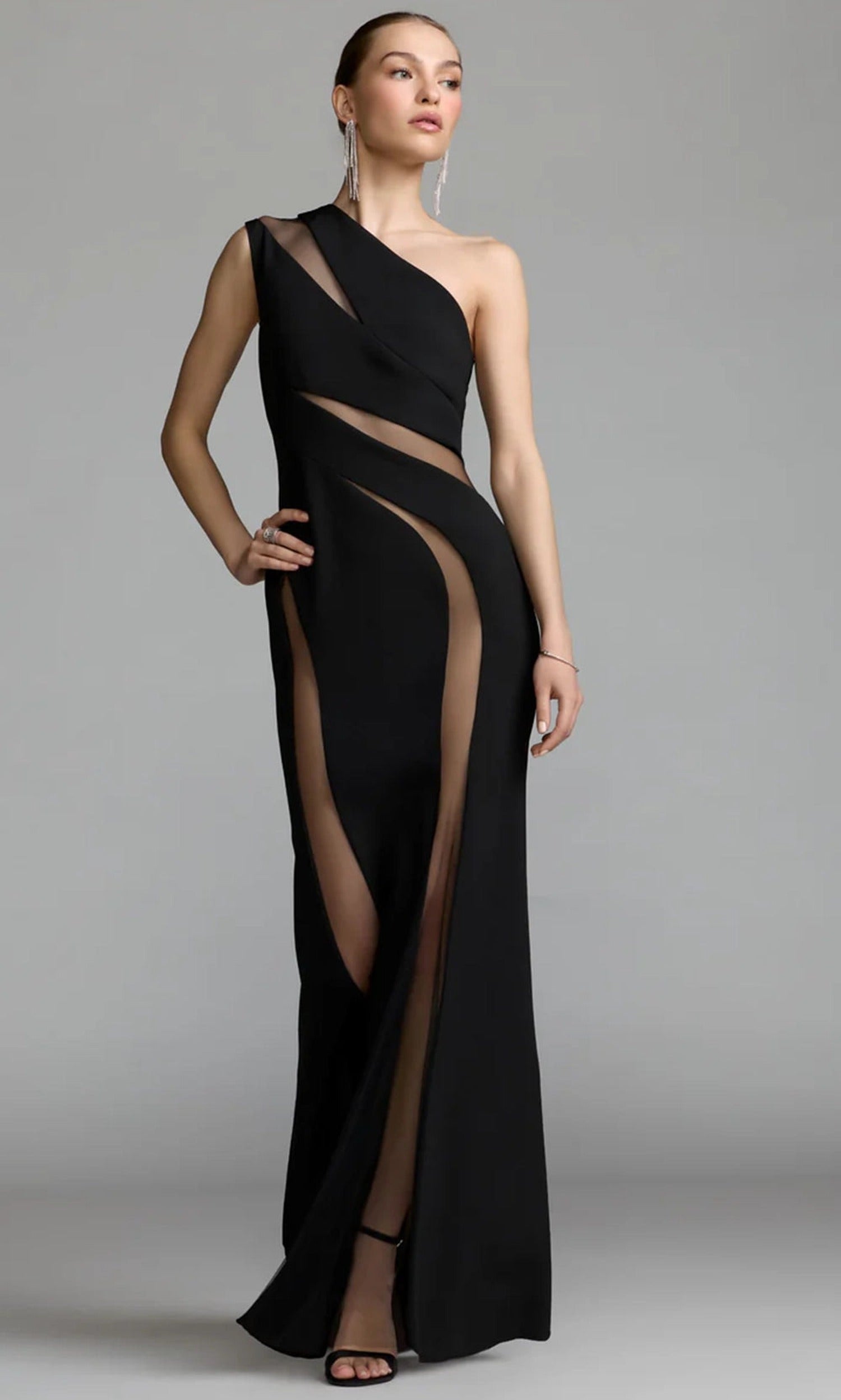 Ieena Duggal 11933 - Illusion Cutout One Shoulder Evening Gown
