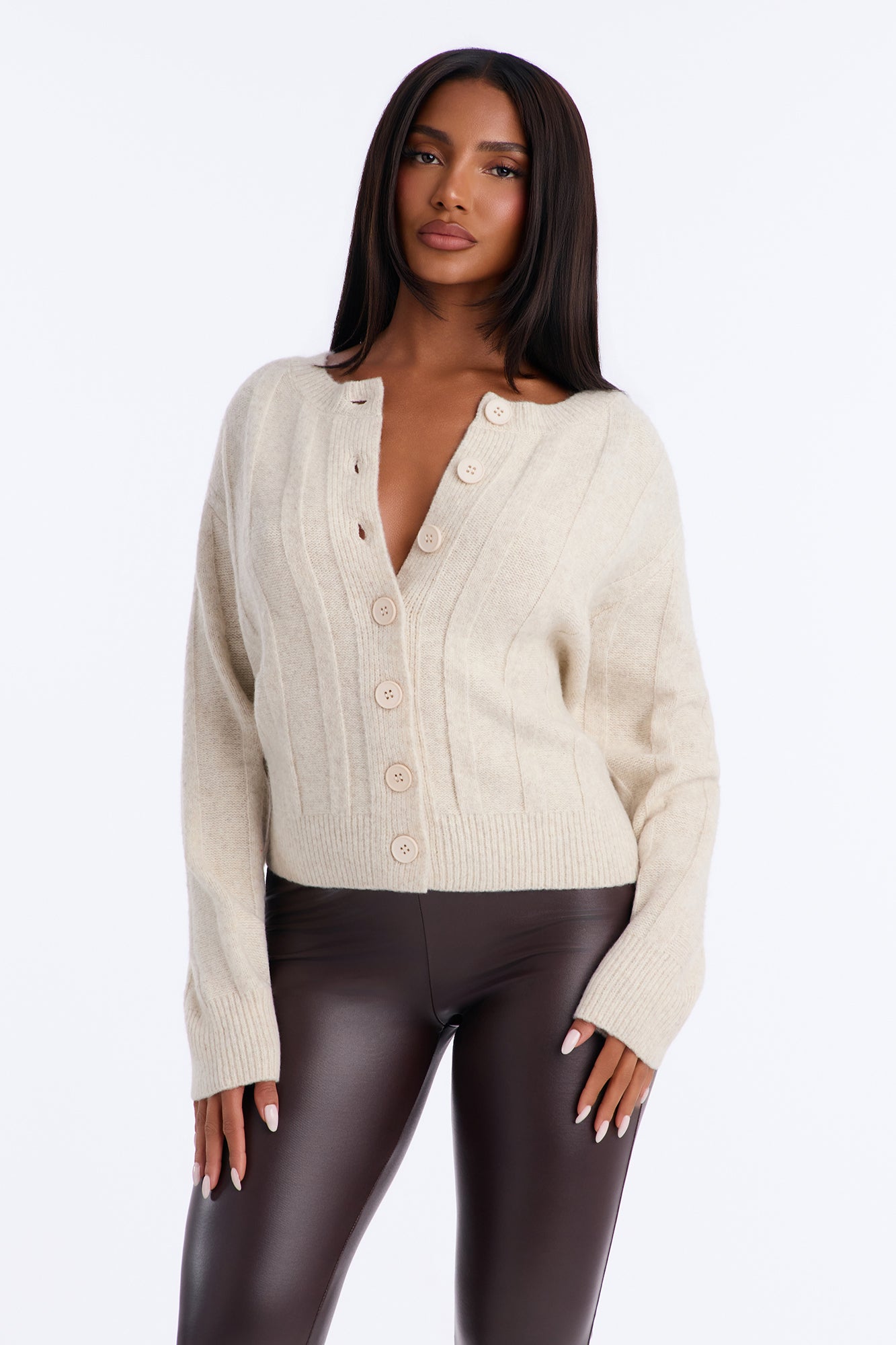 Study Date Button Up Cardigan - Oatmeal