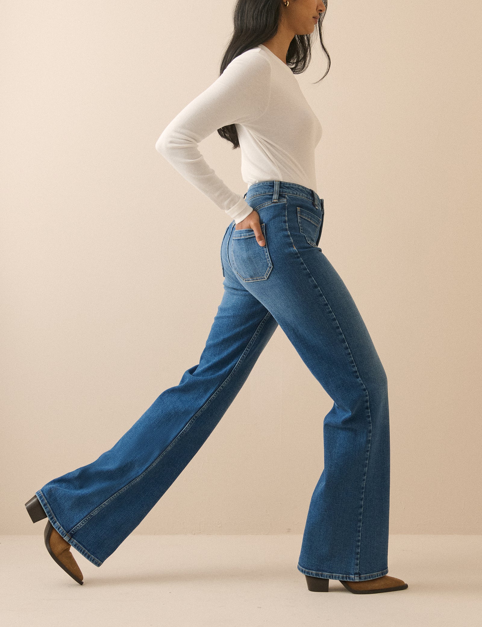 Blue High Rise Highbury Flare Jeans