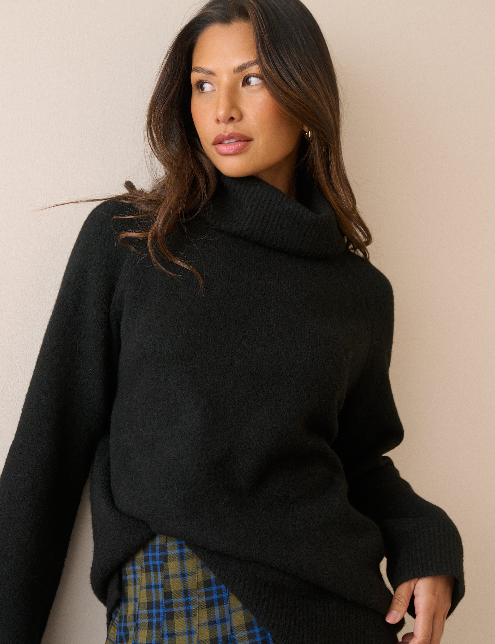 Black Roll Neck Oversized Jumper