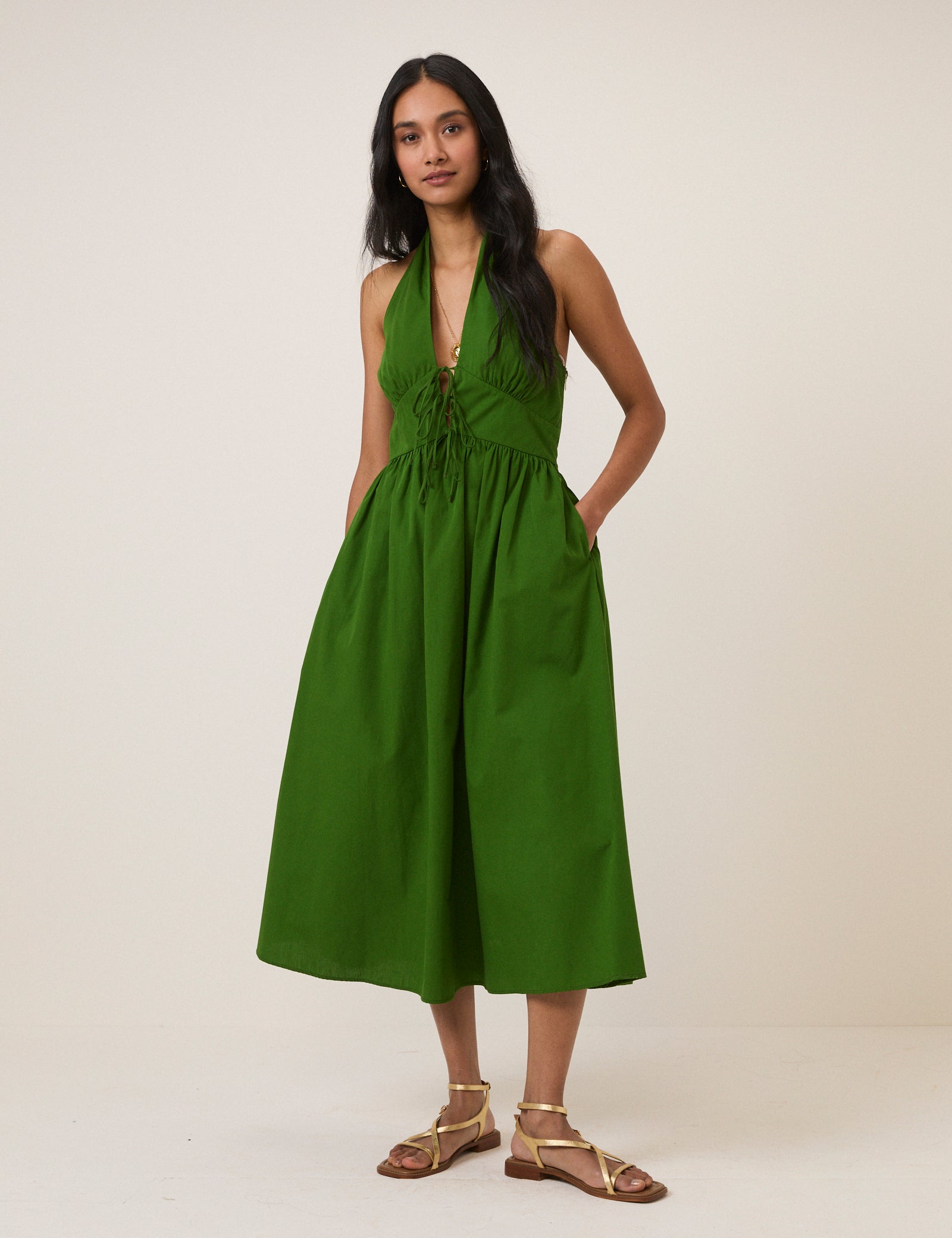 Green Halterneck Lilijana Midi Dress