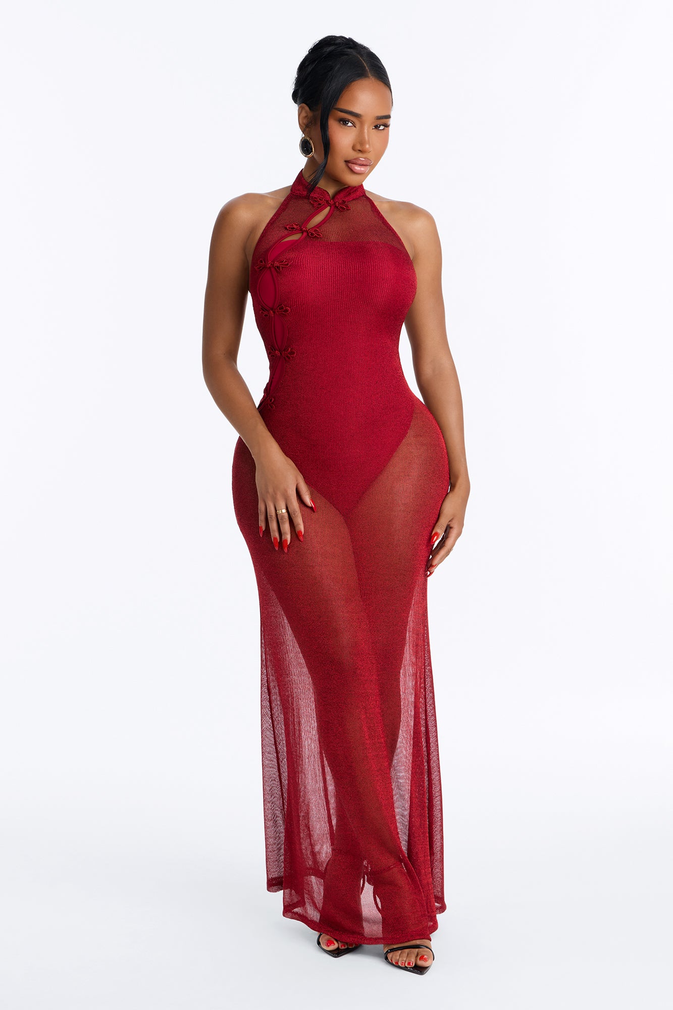 You'll Never Forget Mesh Maxi Dress - Red