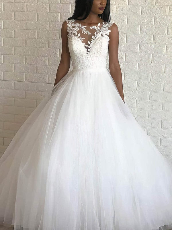 Gorgeous Ball Gown Sleeveless Backless Tulle Court Train Wedding Dresses
